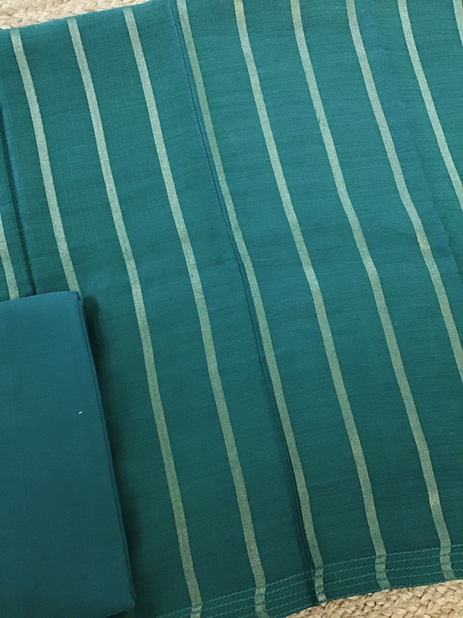 Soft Fine Tussar Printed Banarasi Weaved Suit - Green