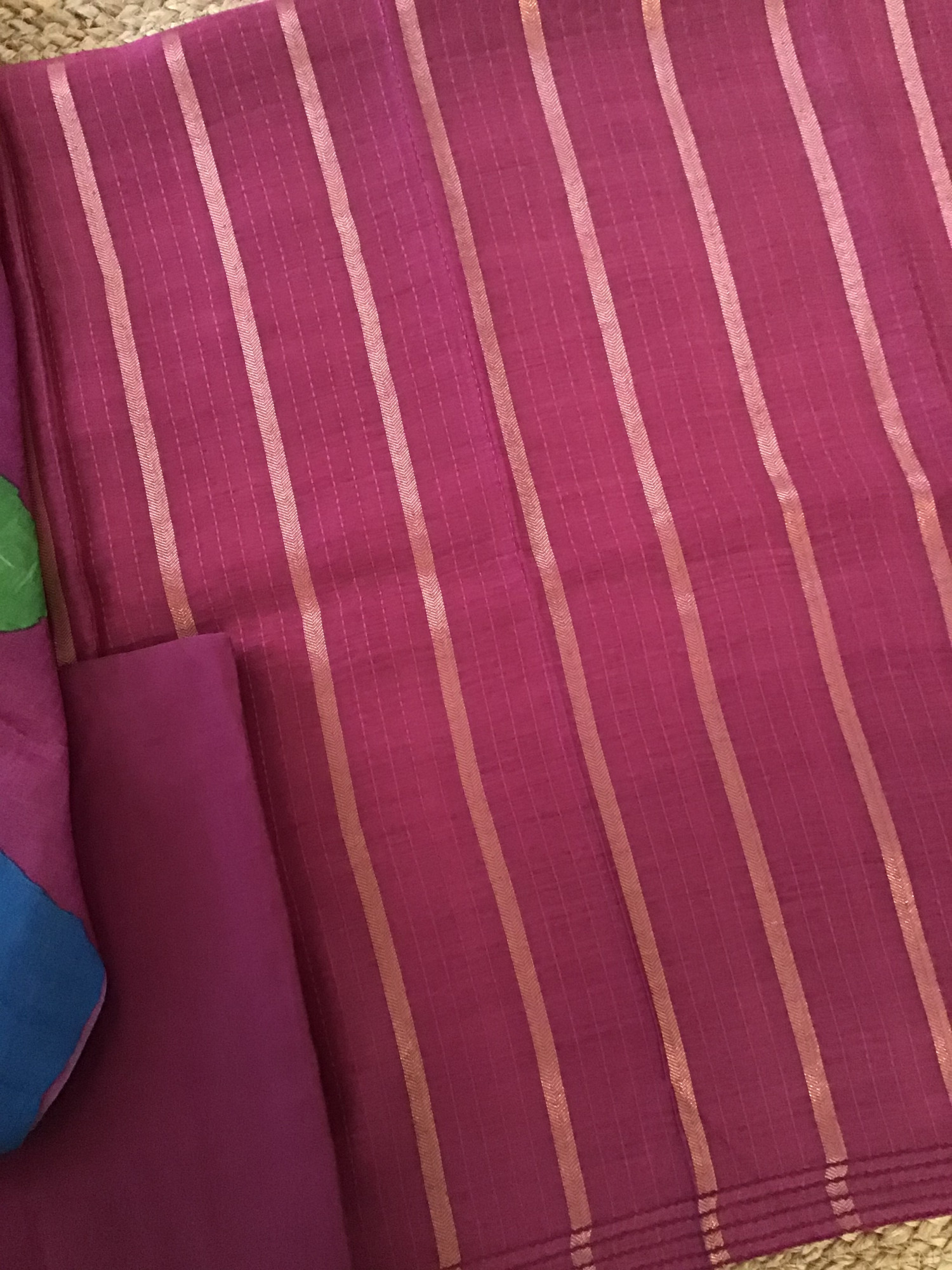 Soft Fine Tussar Printed Banarasi Weaved Suit - Magenta