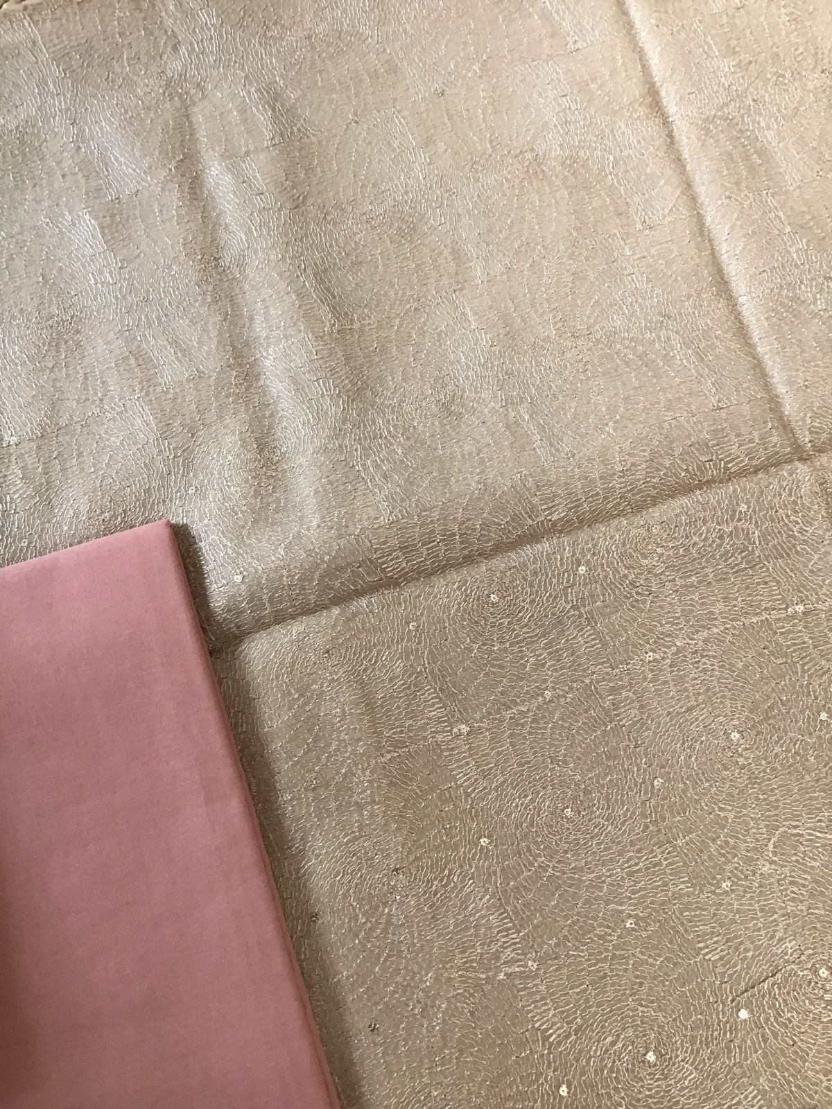 Pure Chanderi Embroidered Suit - Beige