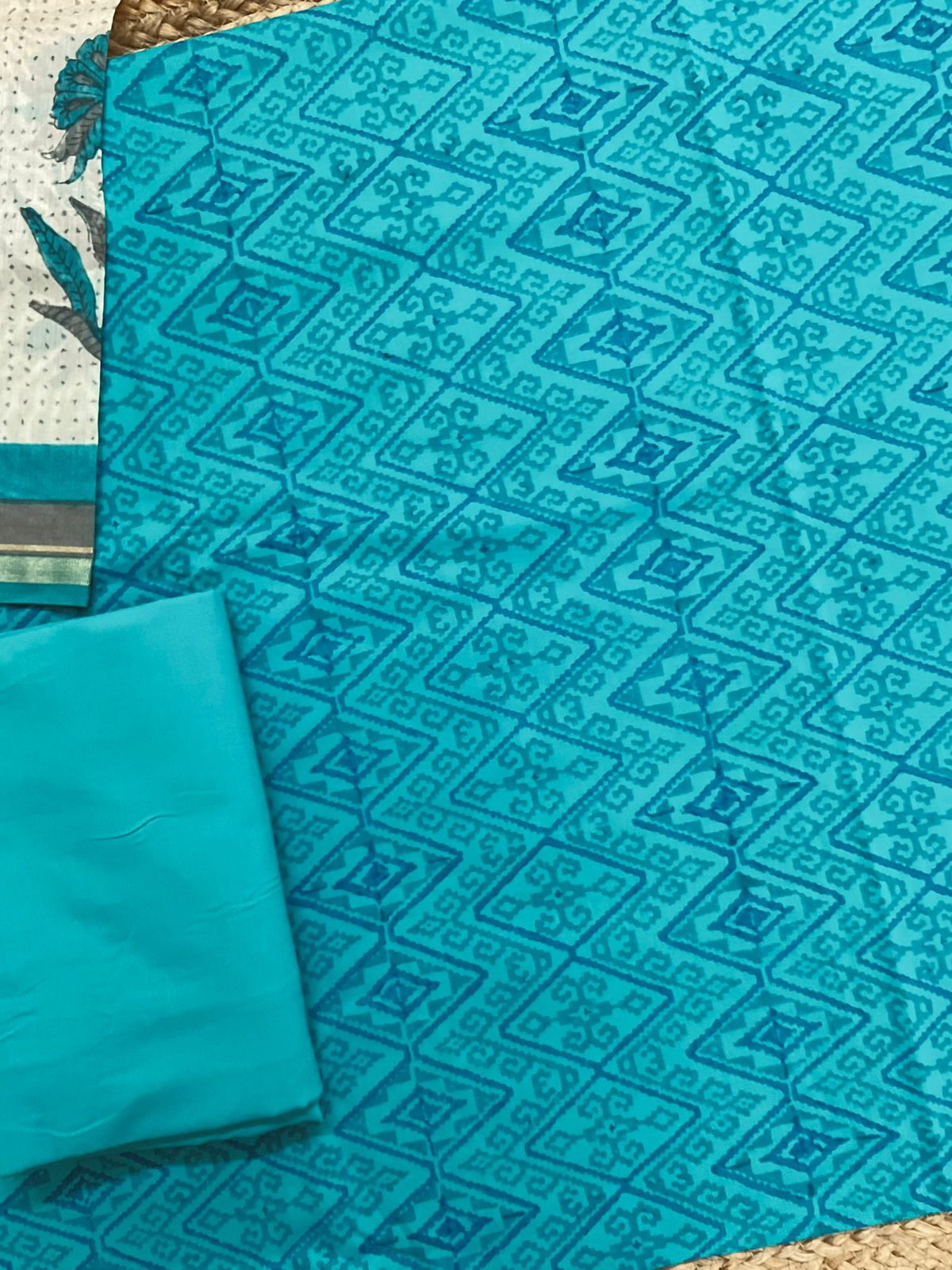 Pure Cotton Printed Suit - Blue