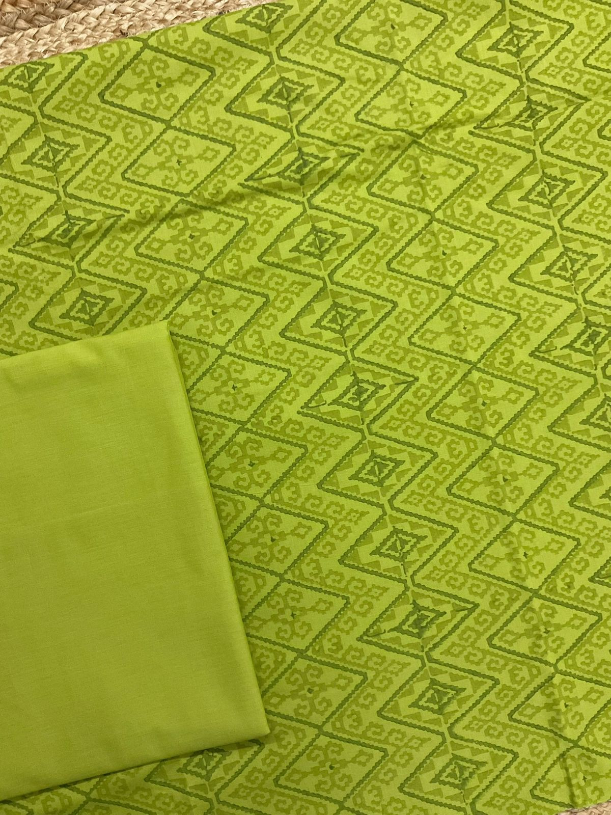 Pure Cotton Printed Suit - Green