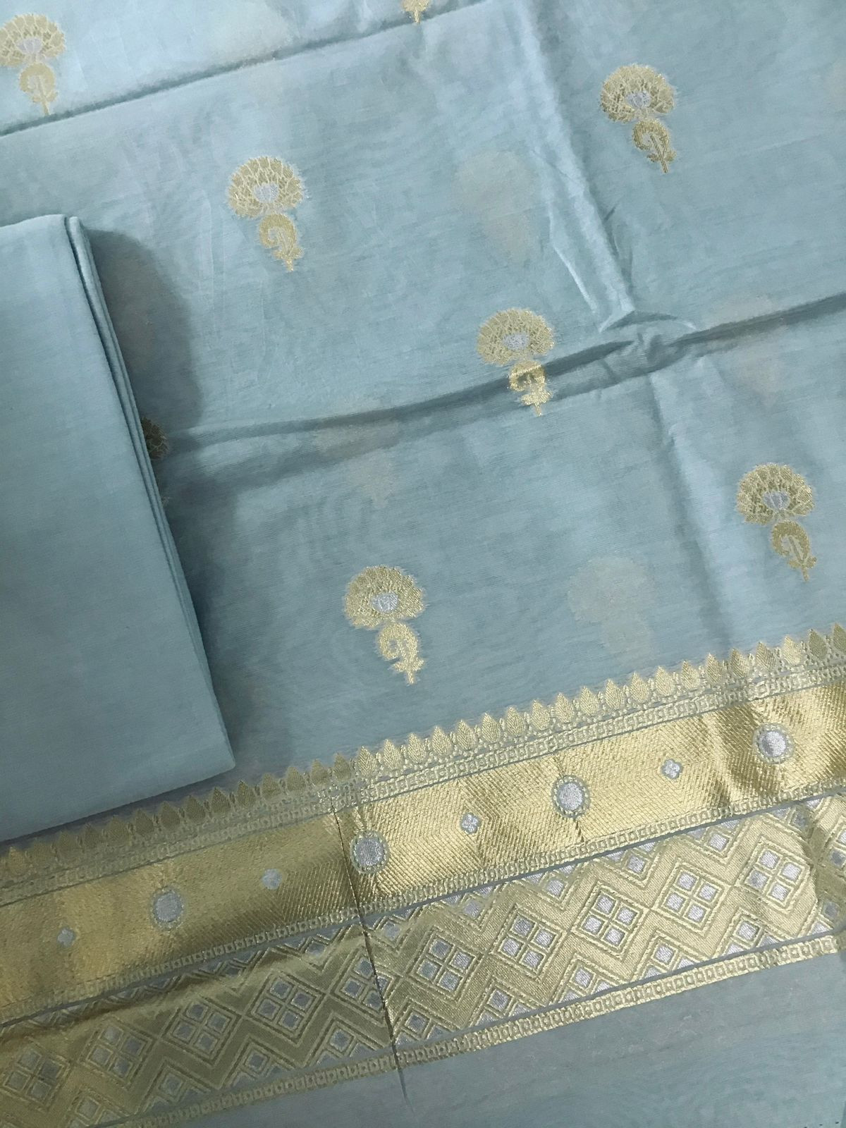 Pure Fine Chanderi Banarasi Weaved Suit - Grey