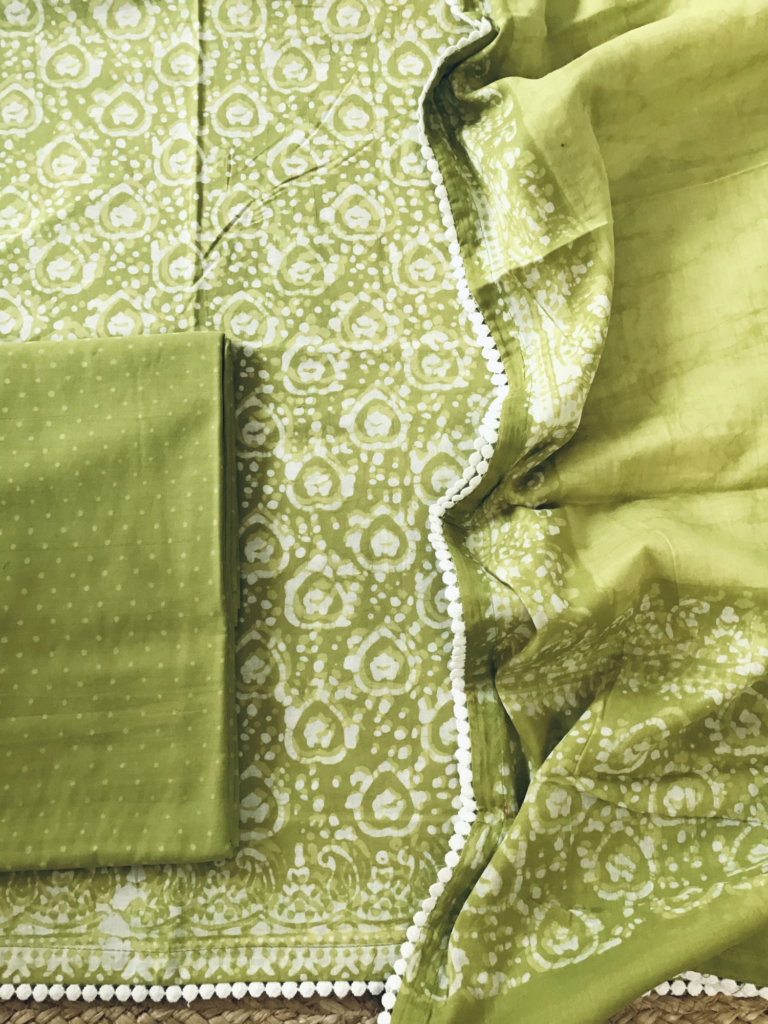 Pure Cotton Printed Suit - Green