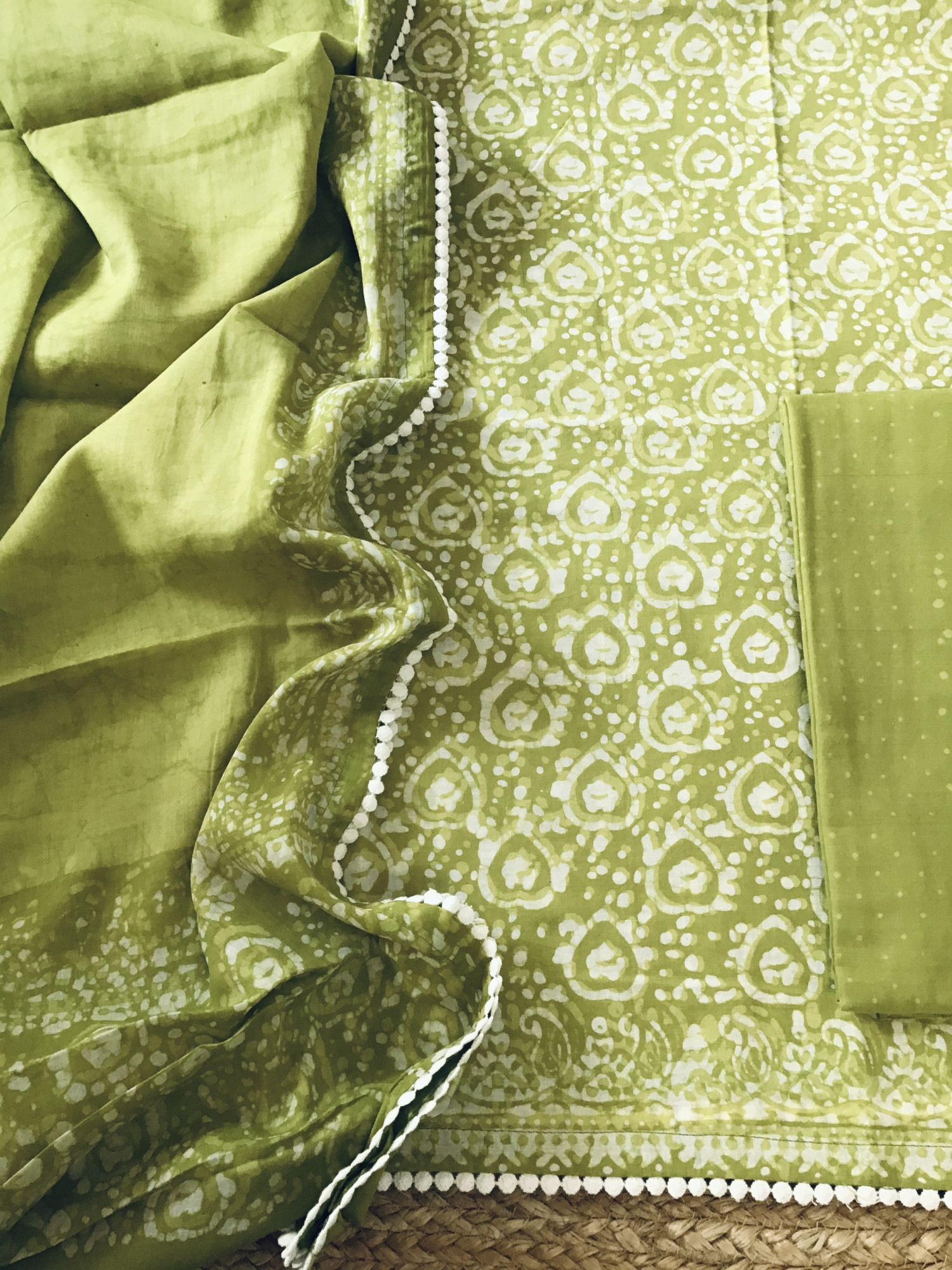 Pure Cotton Printed Suit - Green