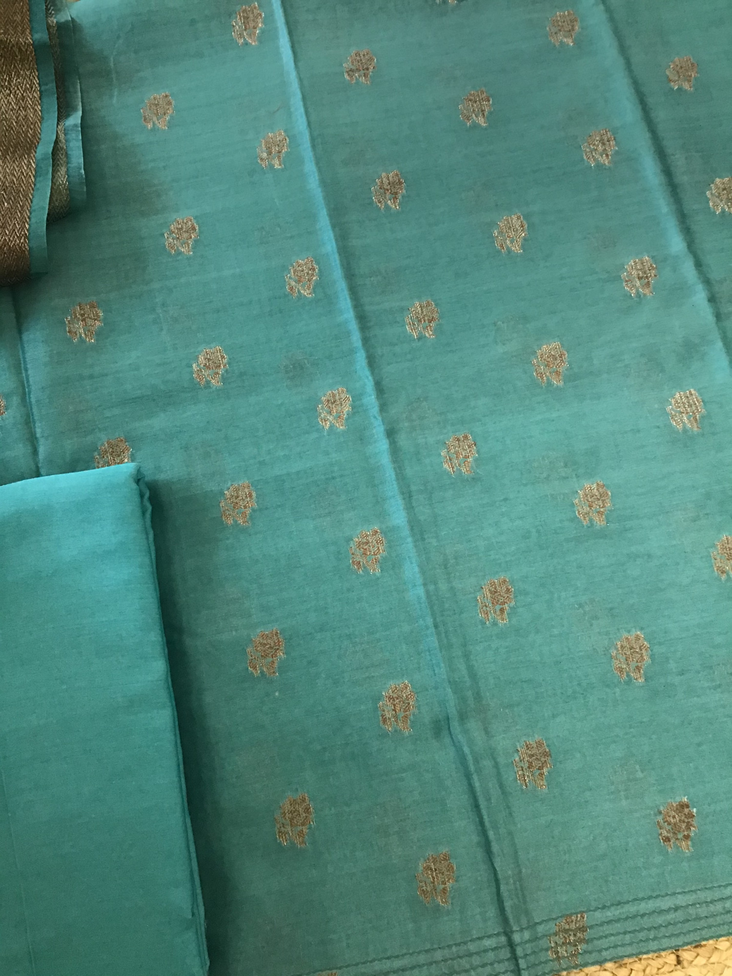 Pure Chanderi Banarasi Weaved Printed Suit - Green