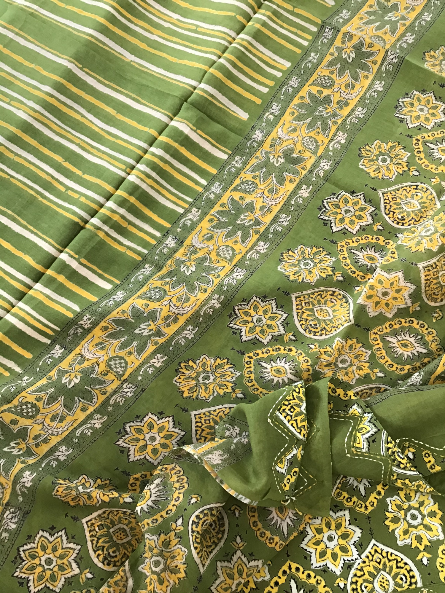 Pure Cotton Printed Embroidered Border Suit - Green