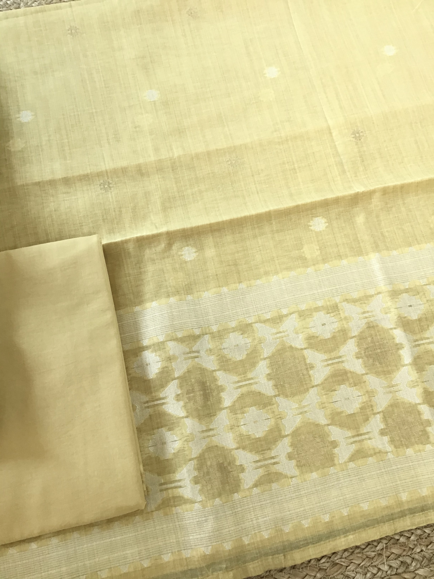 Soft Slub Chanderi Jamdani Weaved Suit - Yellow