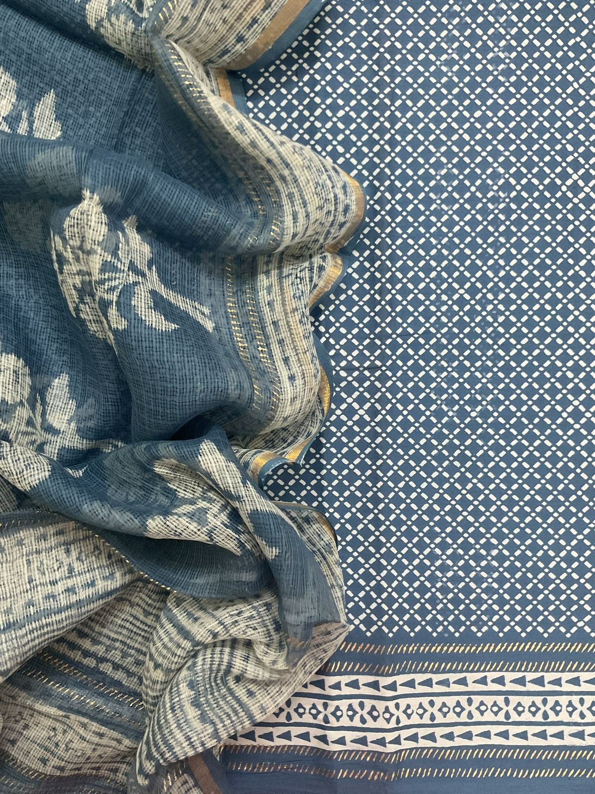 Pure Fine Jaam Cotton Printed Suit - Blue