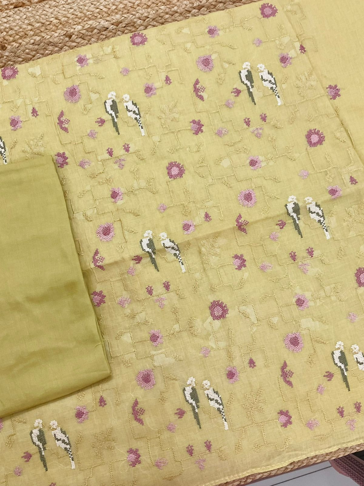 Soft Chanderi Embroidered Suit - Yellow
