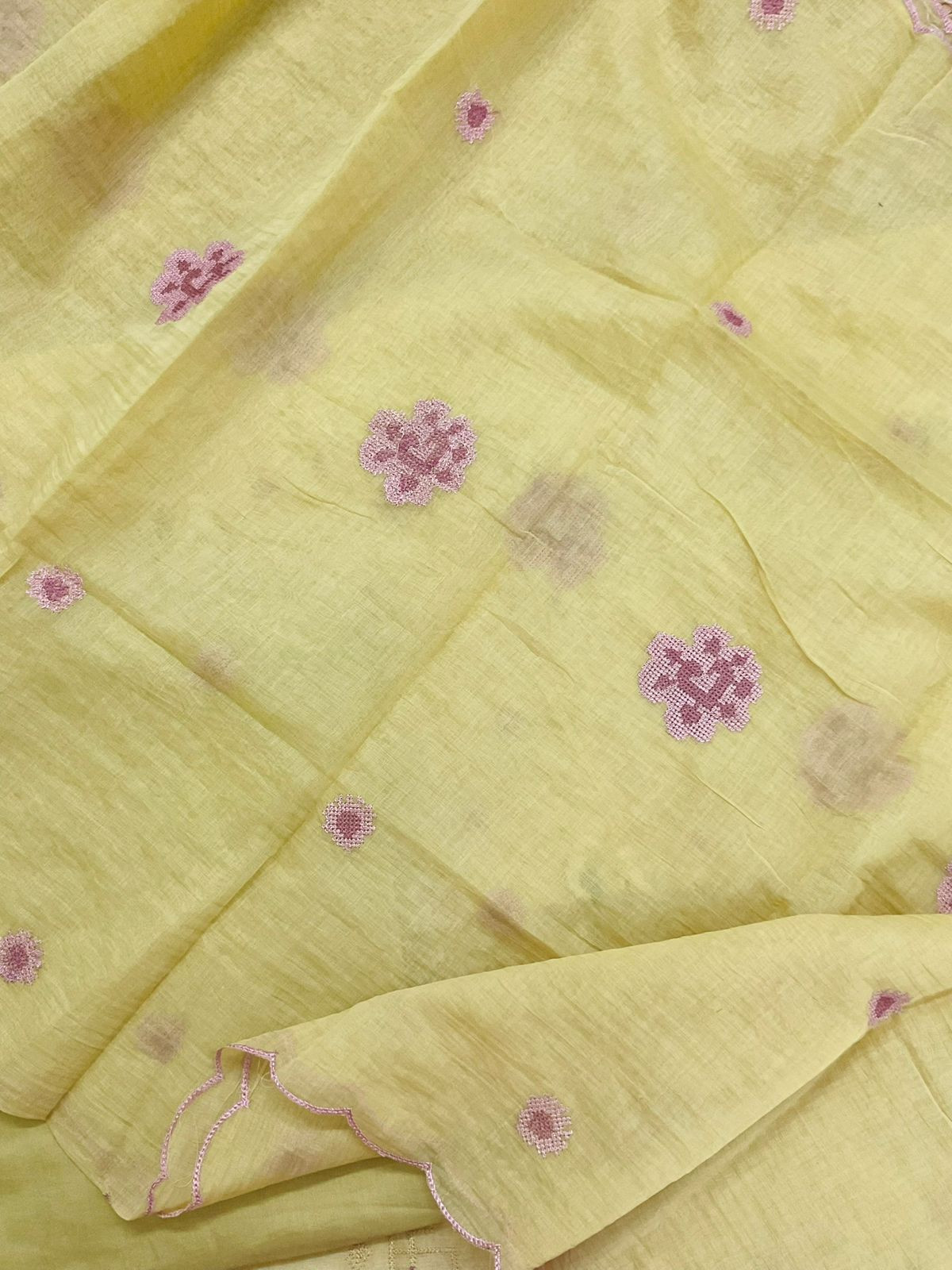 Soft Chanderi Embroidered Suit - Yellow