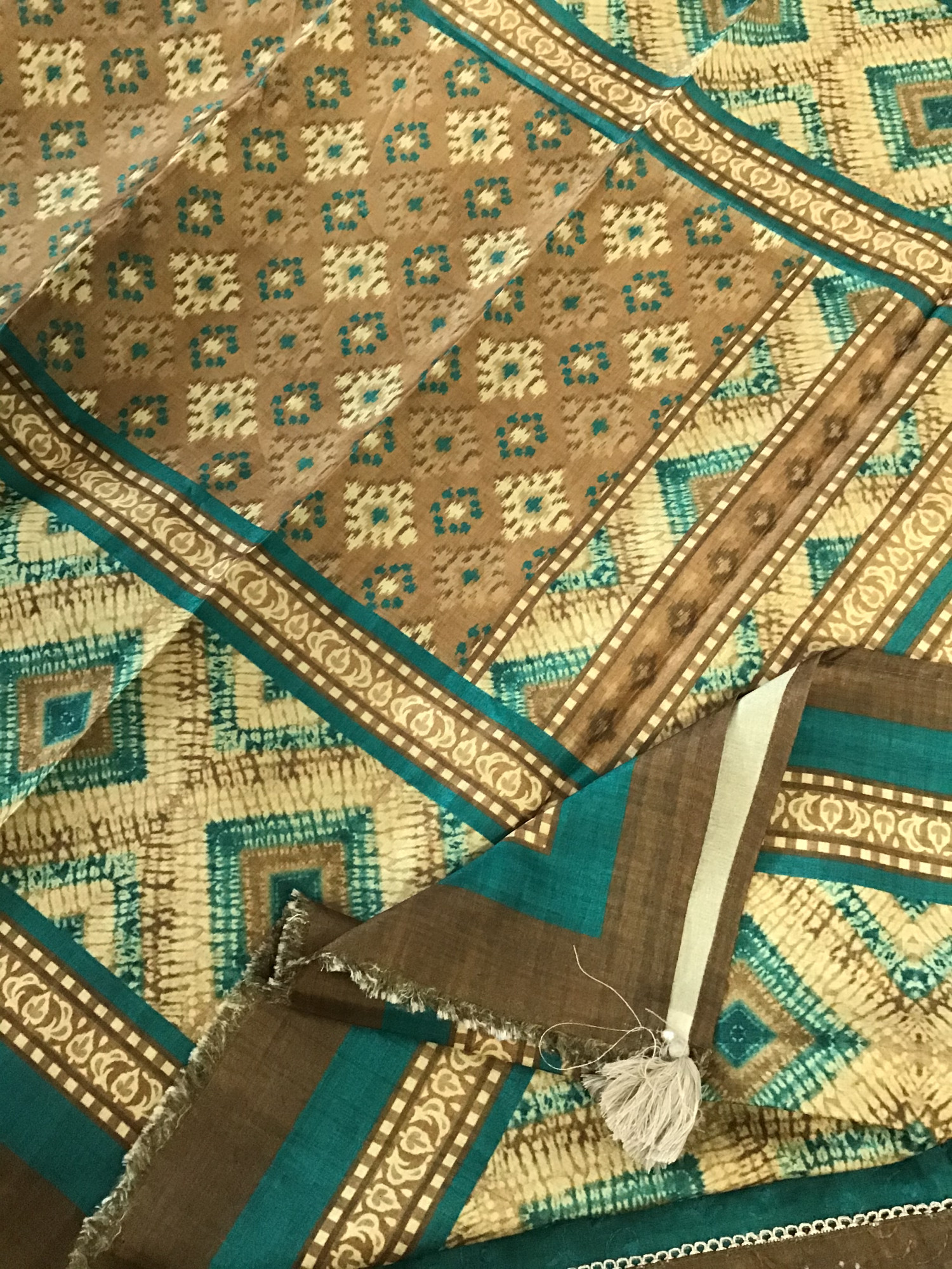 Soft Semi Tussar Printed Embroidered Suit - Brown