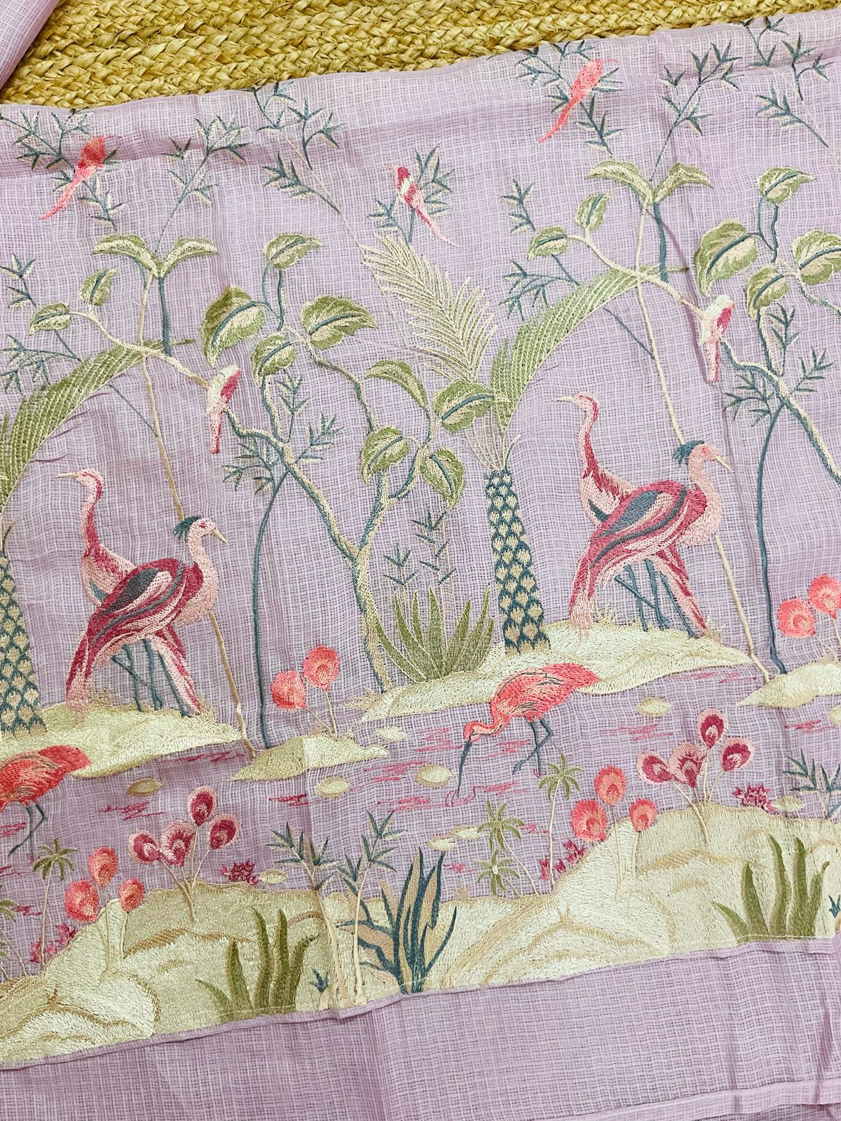 Soft Kota Silk Embroidered Suit - Lavender