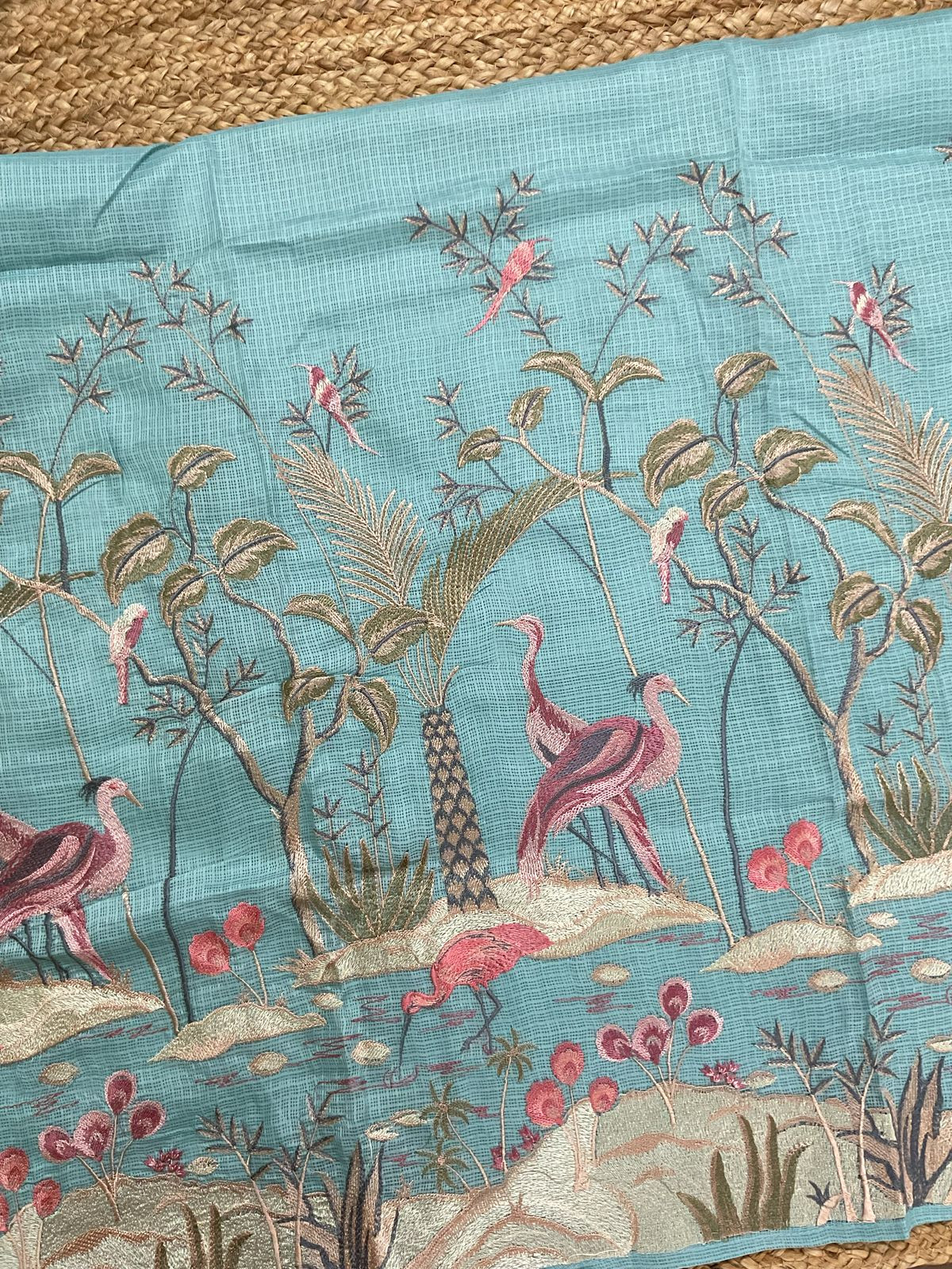 Soft Kota Silk Embroidered Suit - Blue