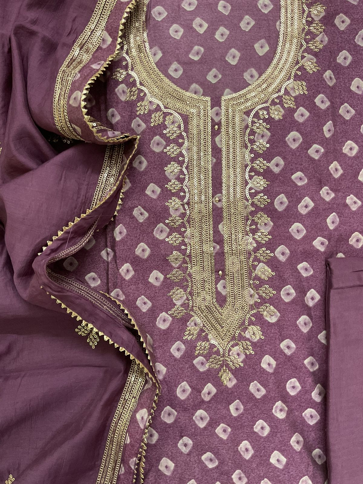 Soft Muslin Printed Embroidered Suit - Wine