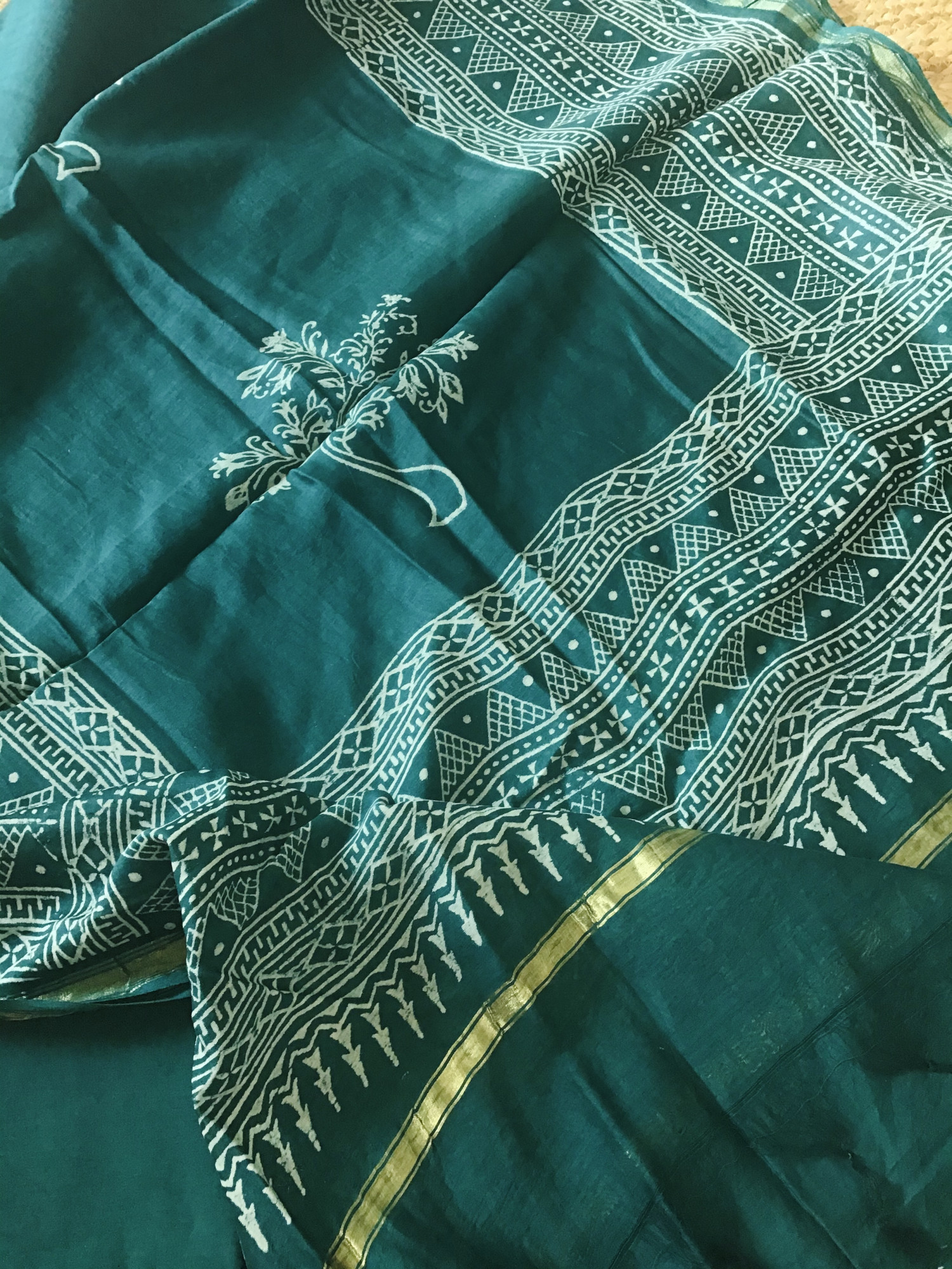 Pure Fine Ikkat Cotton Suit - Green