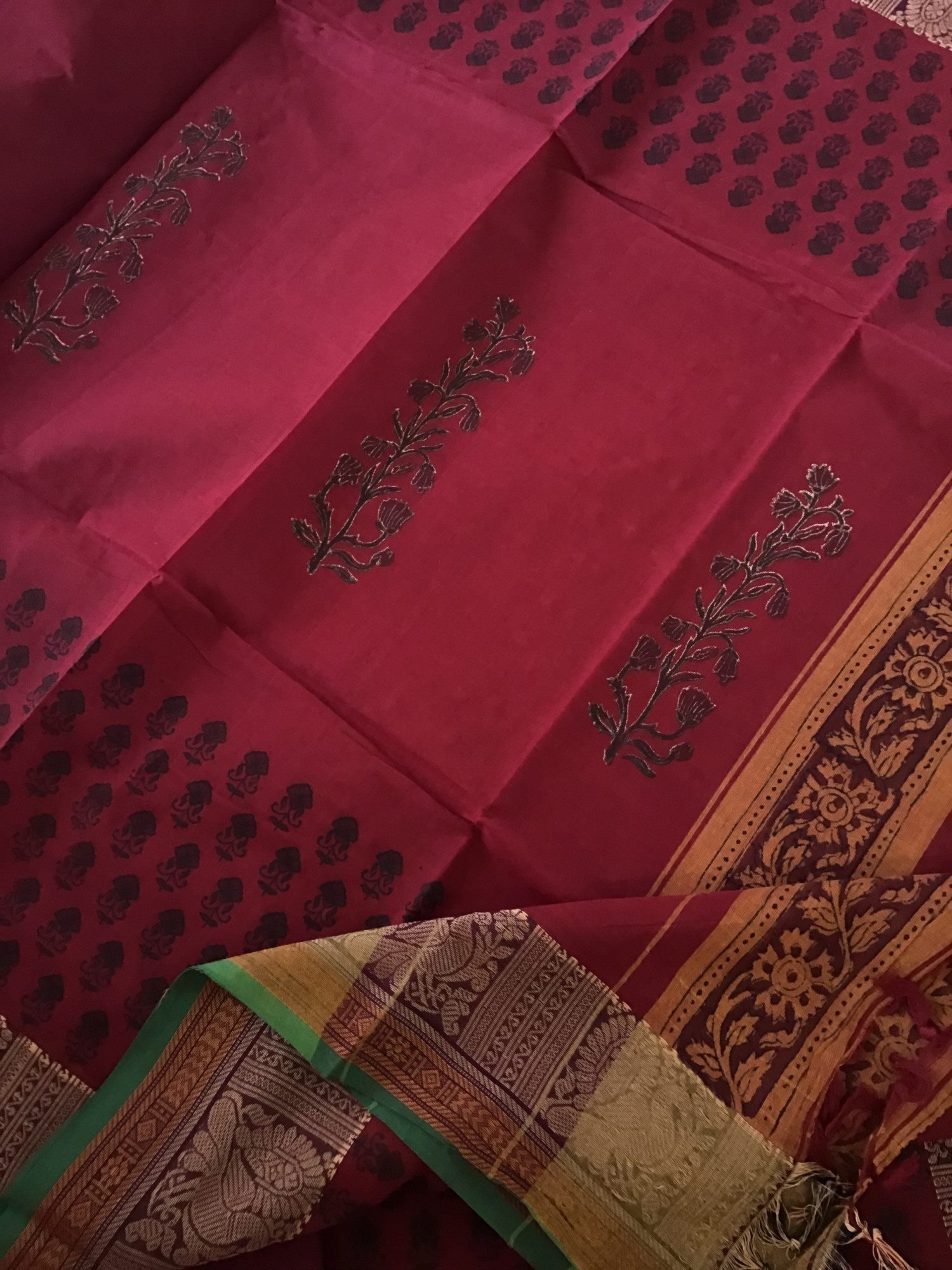 Pure Mangalgiri Cotton Printed Suit - Maroon