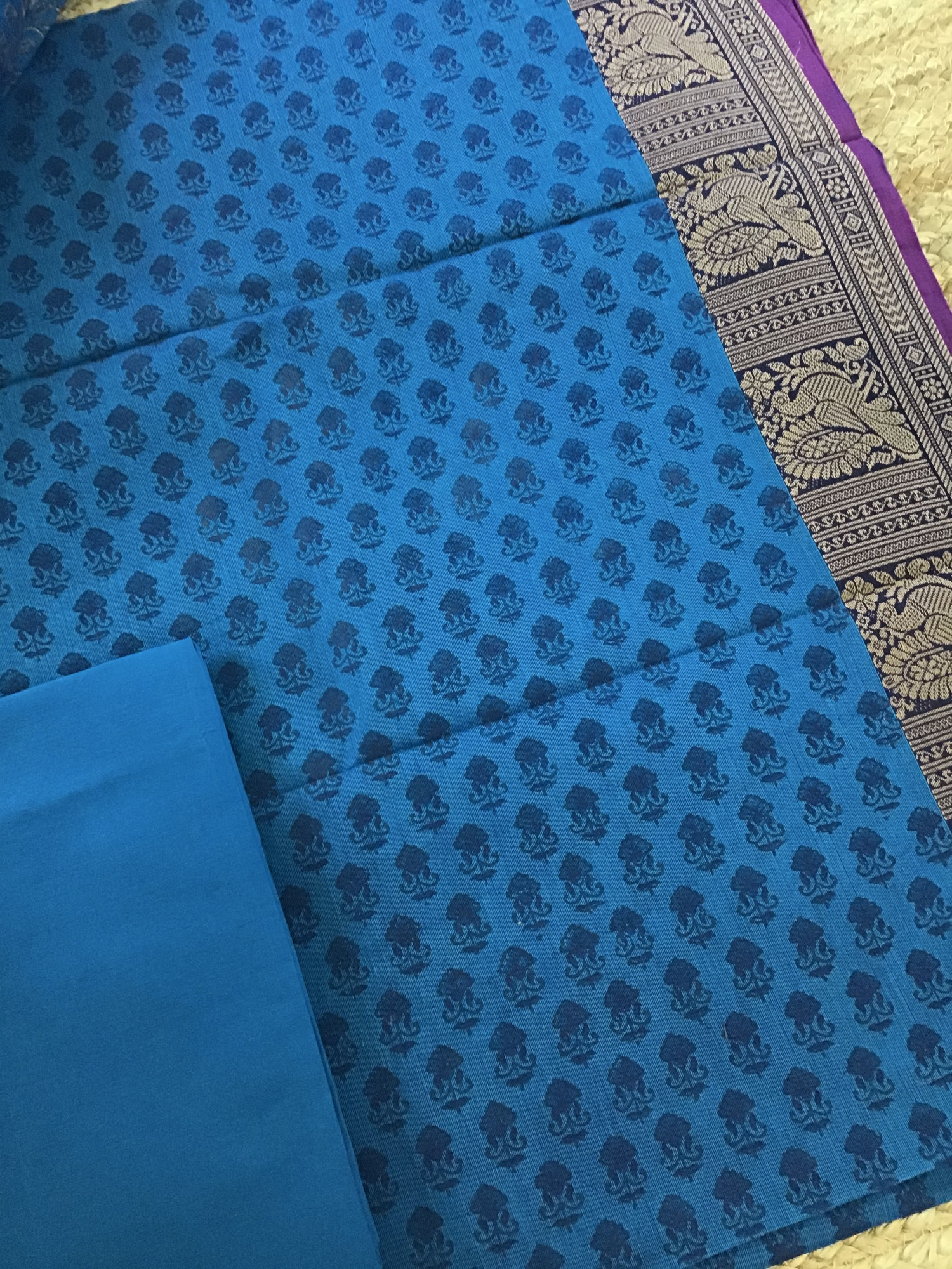 Pure Mangalgiri Cotton Printed Suit - Blue