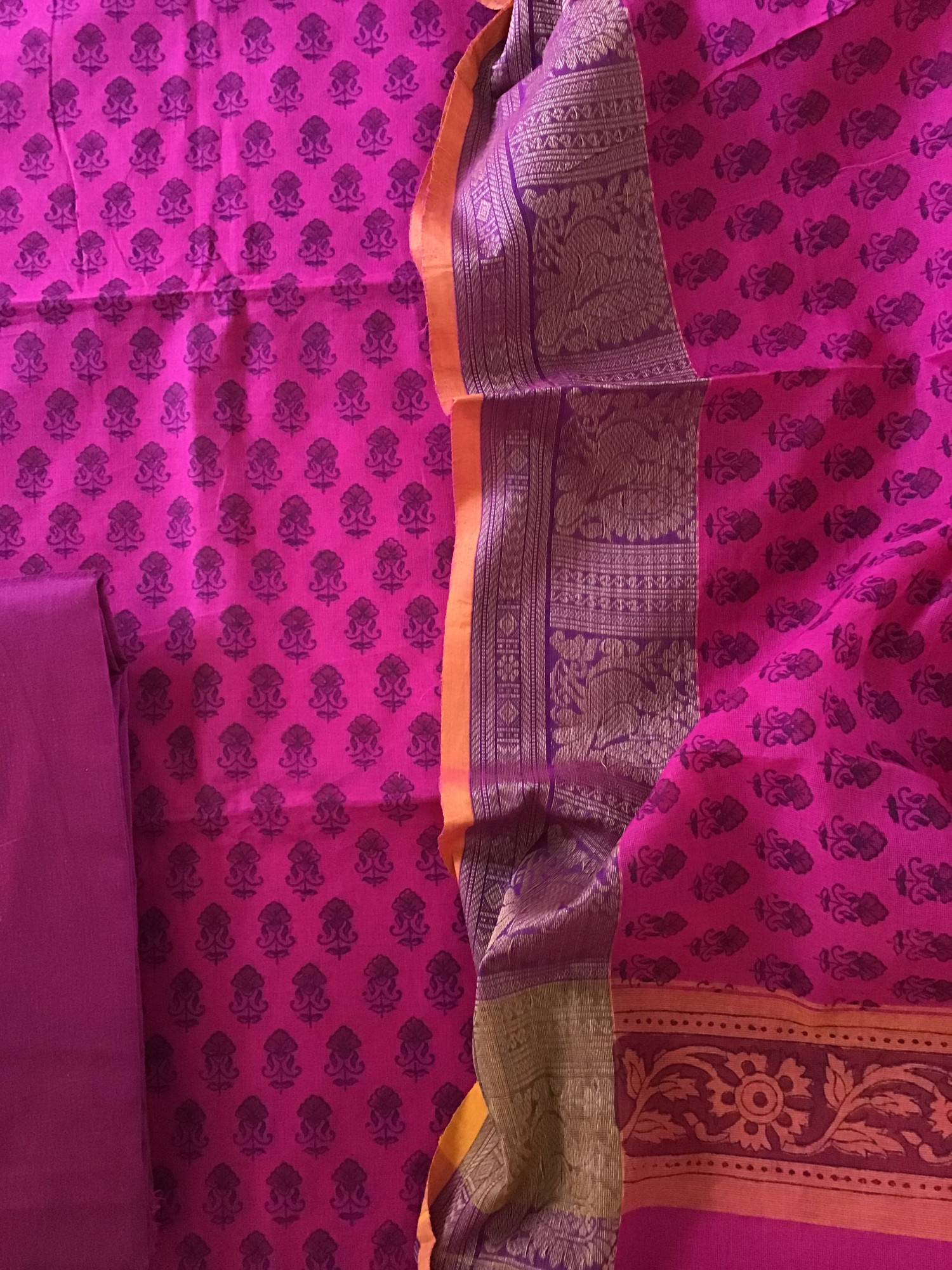 Pure Mangalgiri Cotton Printed Suit - Pink