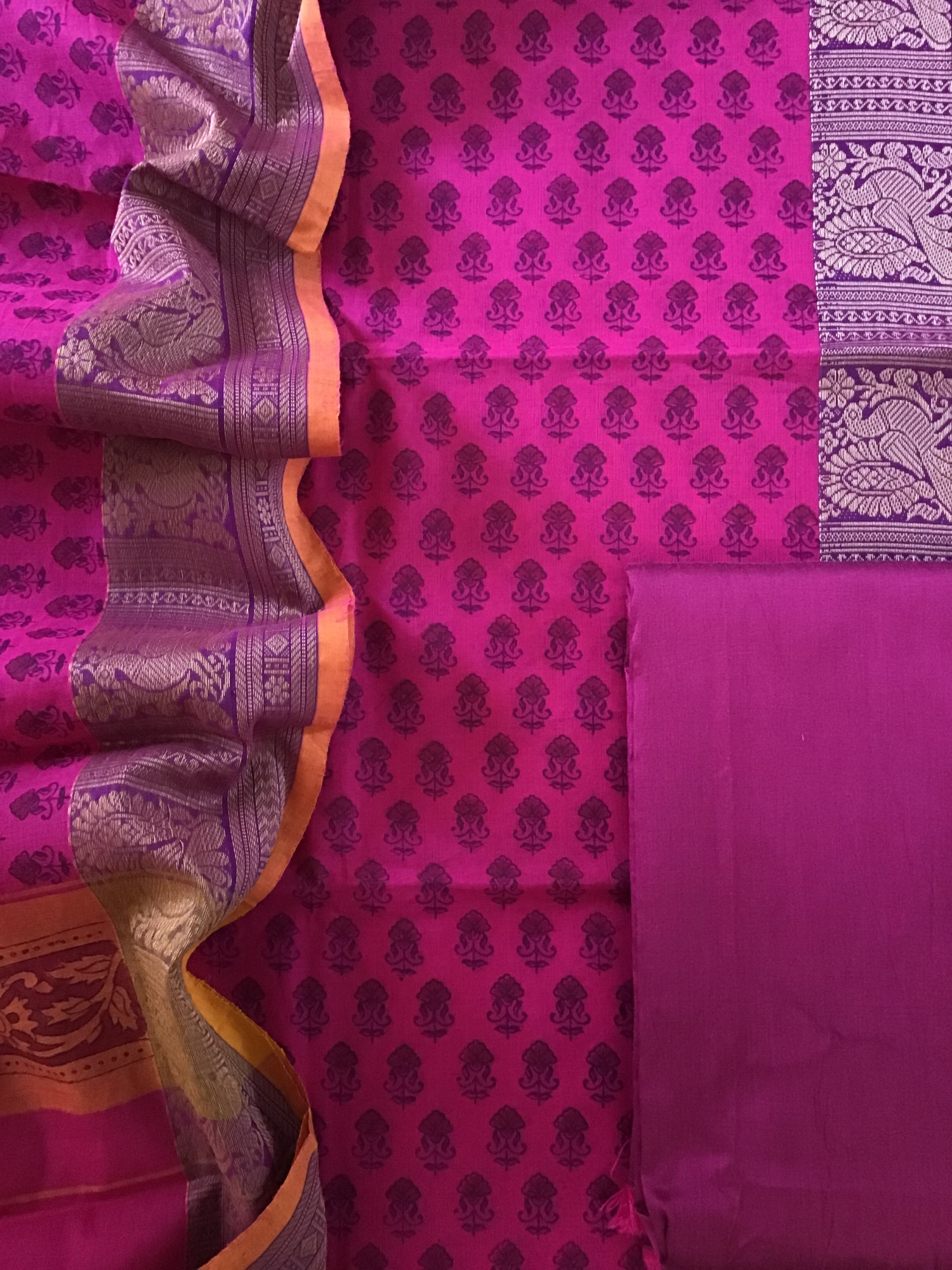 Pure Mangalgiri Cotton Printed Suit - Pink