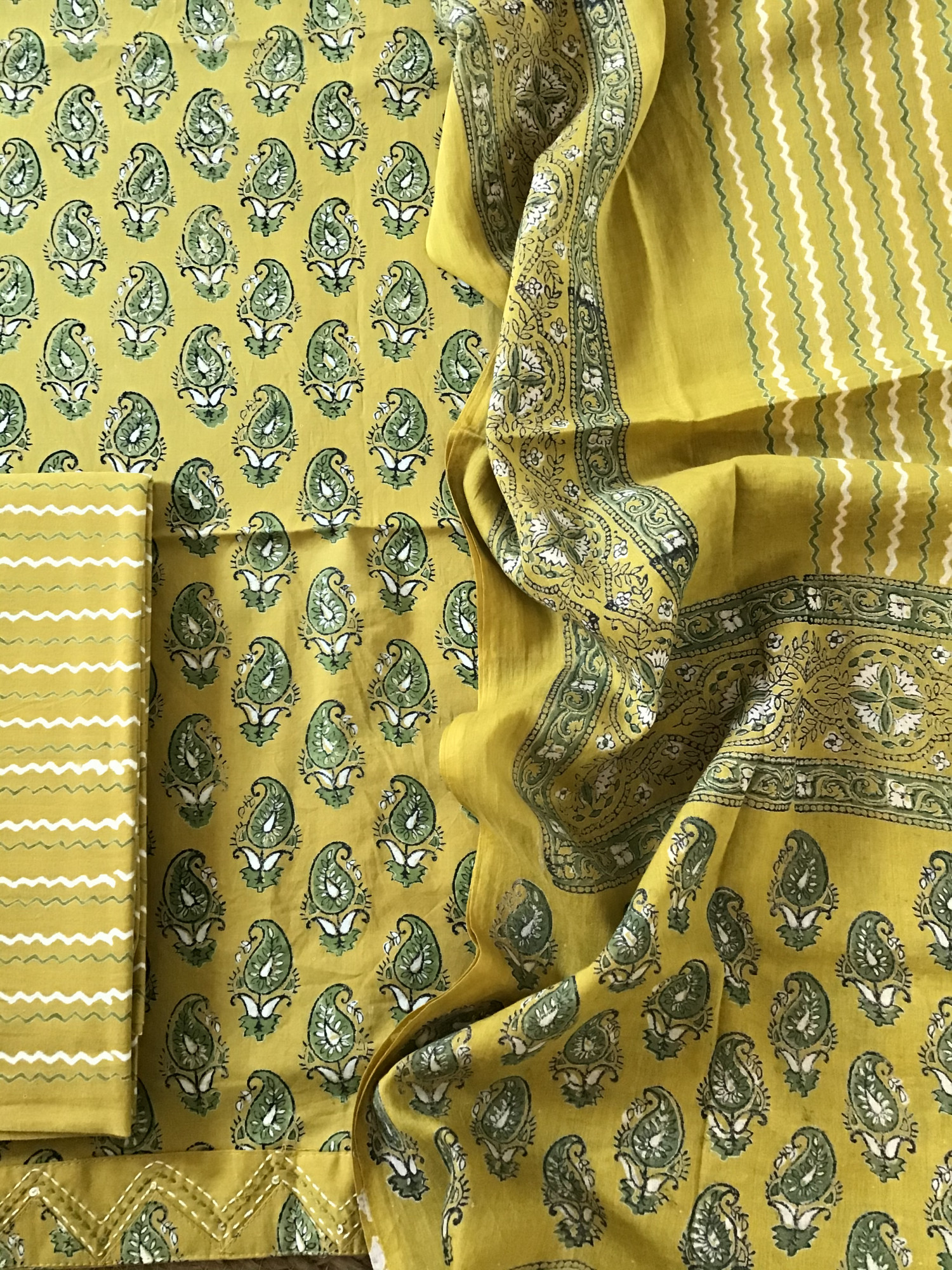 Pure Cotton Printed Suit - Yellow