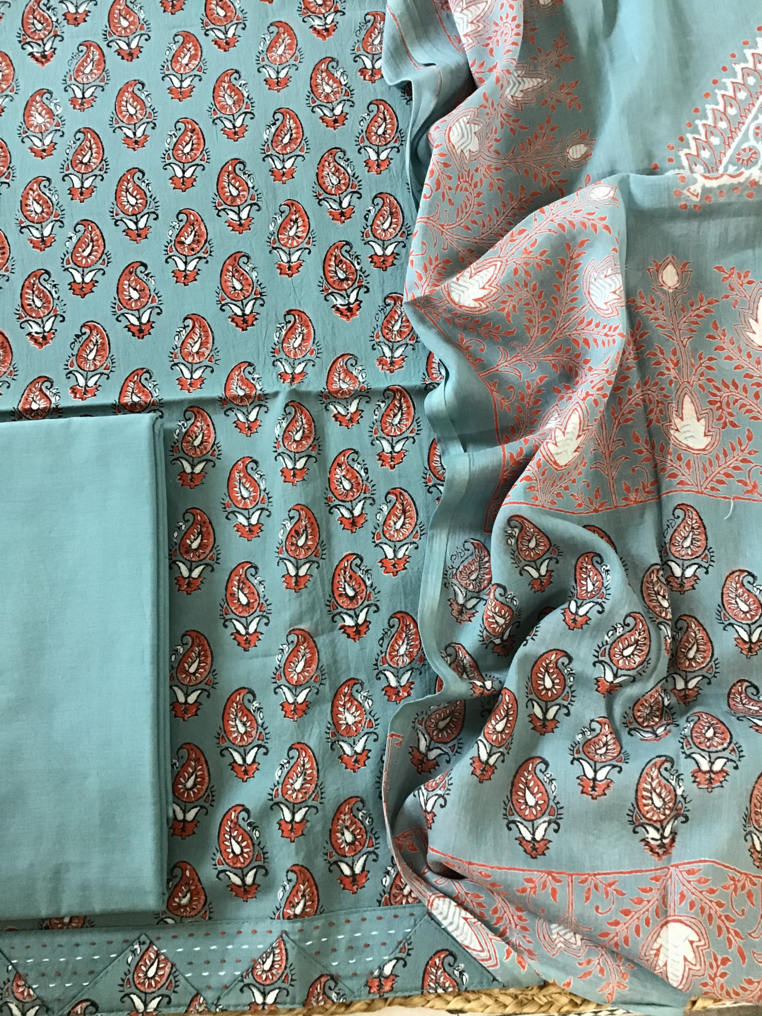 Pure Cotton Printed Suit - Blue