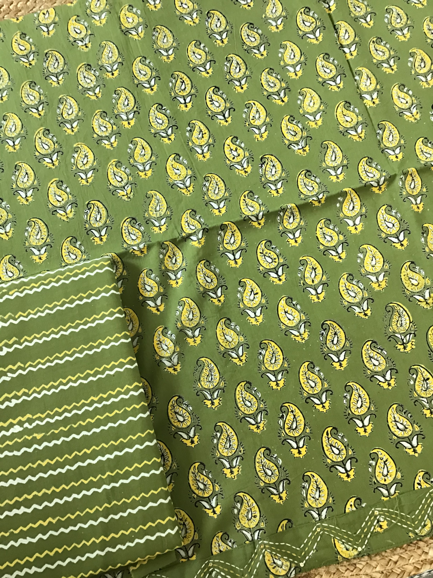 Pure Cotton Printed Suit - Green