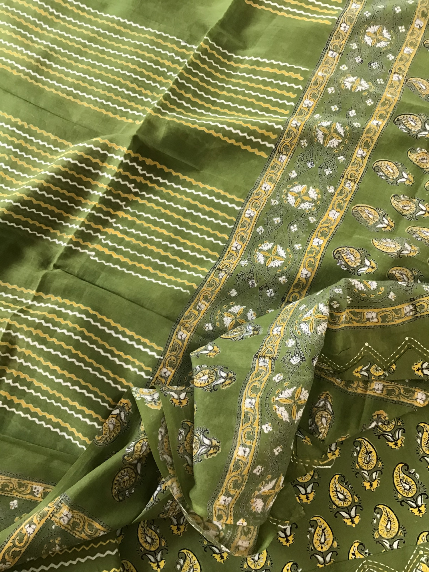 Pure Cotton Printed Suit - Green