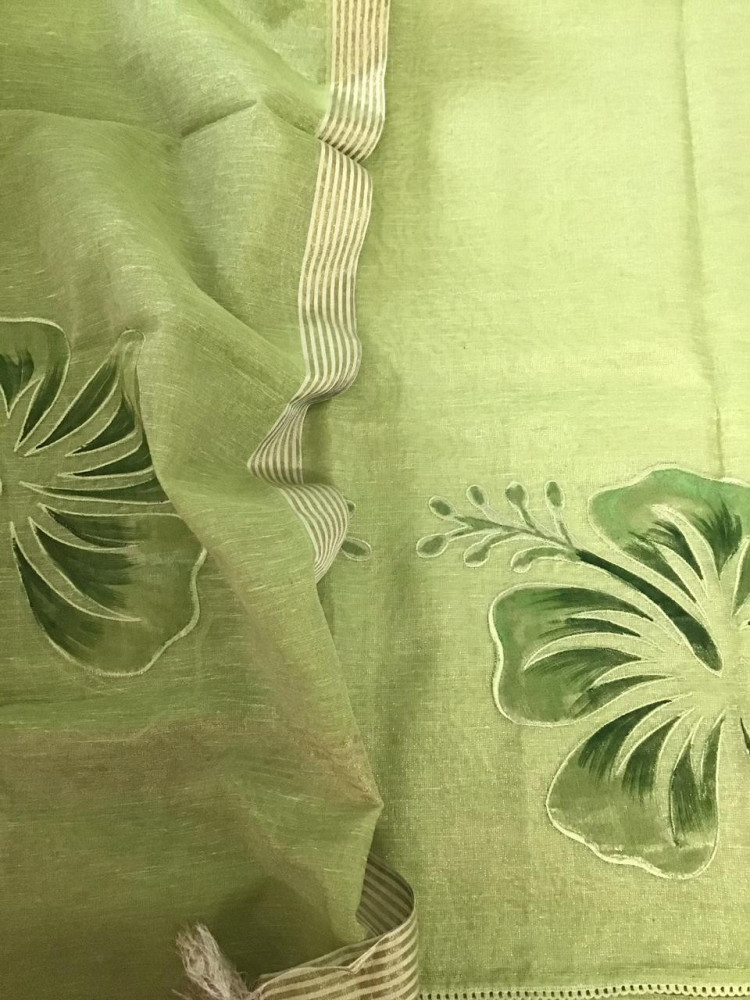 Image of Soft Tissue Chanderi Embroidered Suit - Green