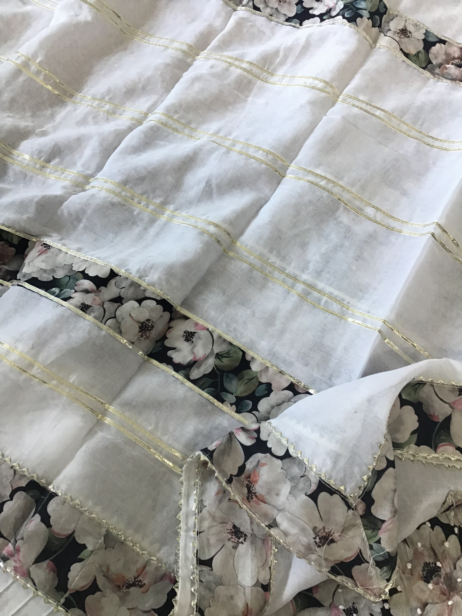 Pure Cotton Printed Embroidered Suit - Black