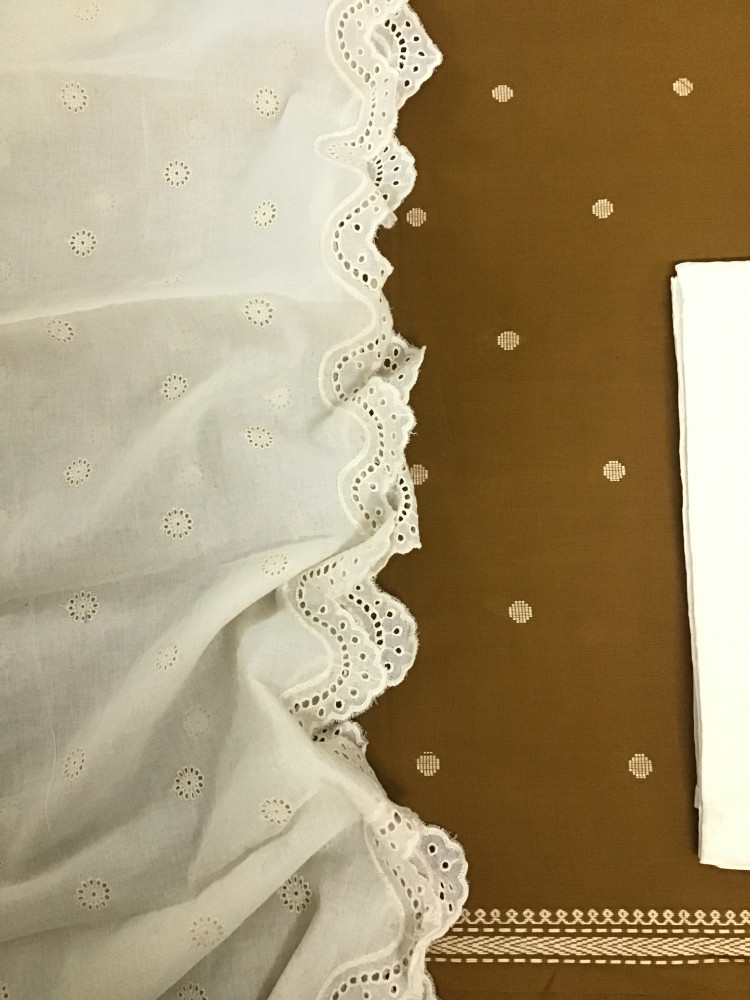 Image of Pure Handloom Cotton Self Weaved Suit - Yellow