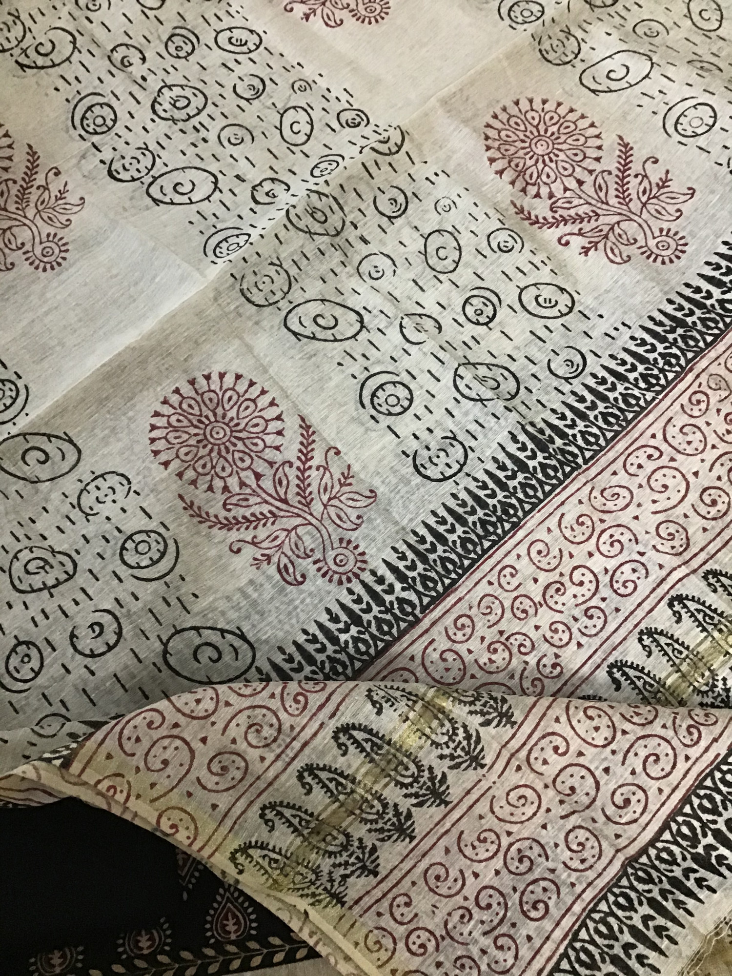 Pure Cotton Printed Embroidered Suit - Black