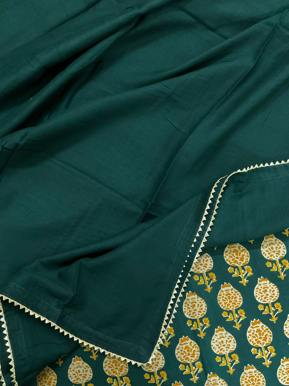 Pure Cotton Printed Suit - Green