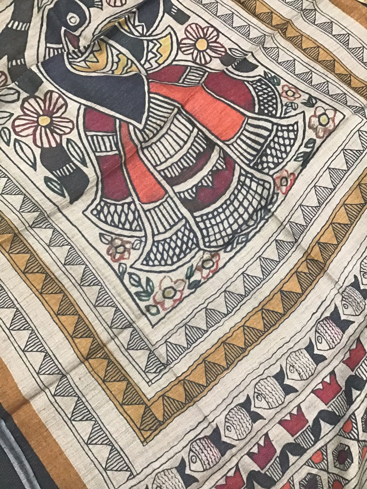 Soft Woollen Basbara Cotton Silk Printed Suit - Black