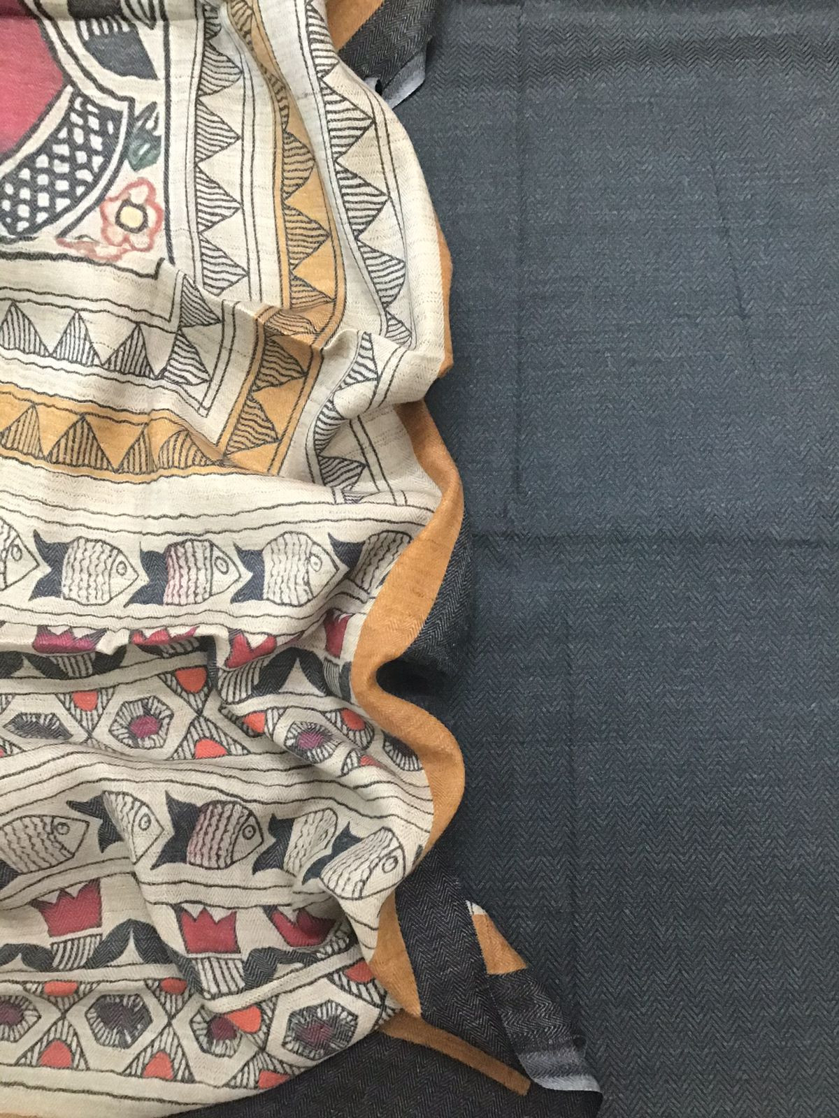 Soft Woollen Basbara Cotton Silk Printed Suit - Black