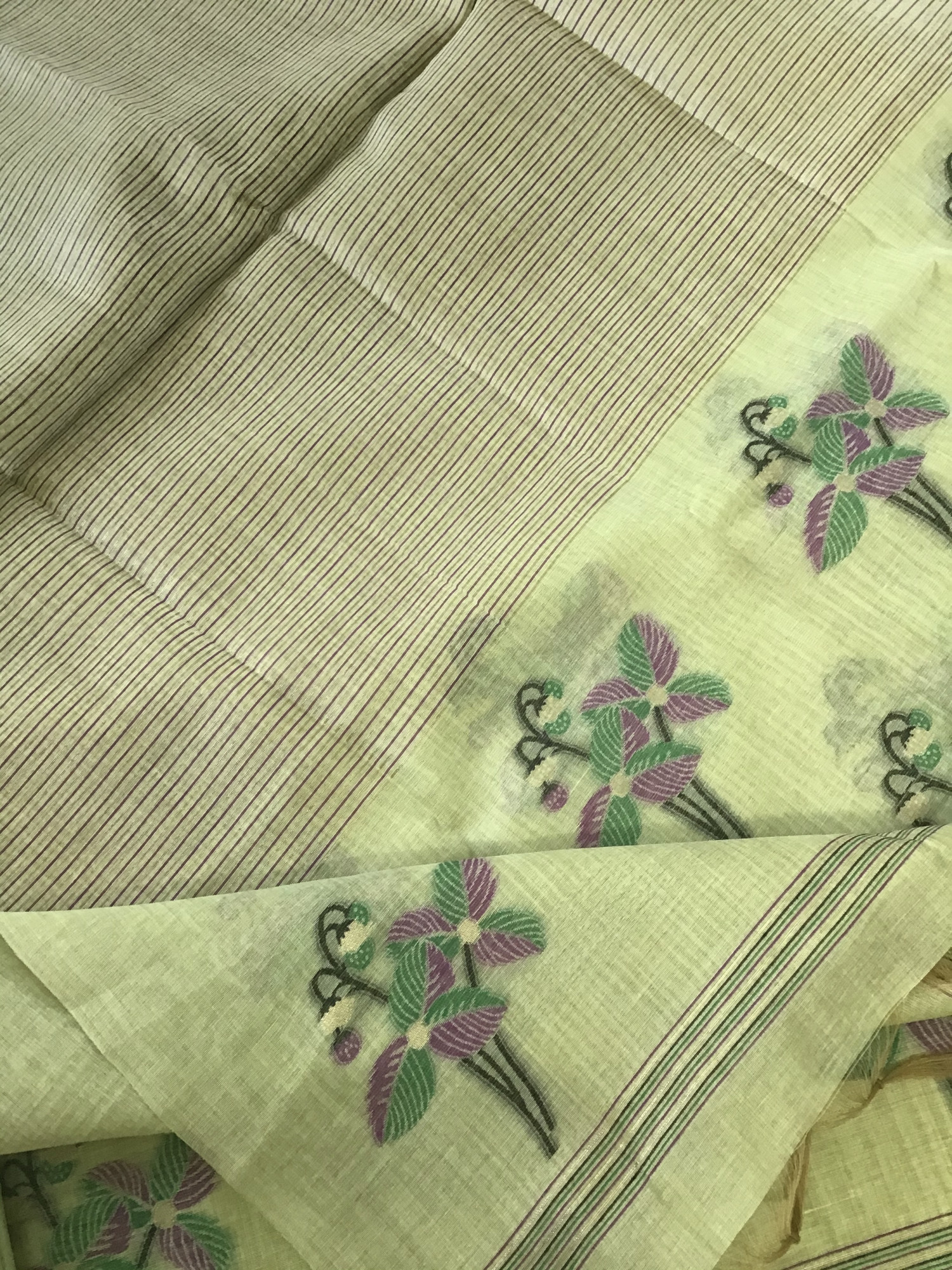 Soft Slub Chanderi Jamdani Weaved Suit - Green