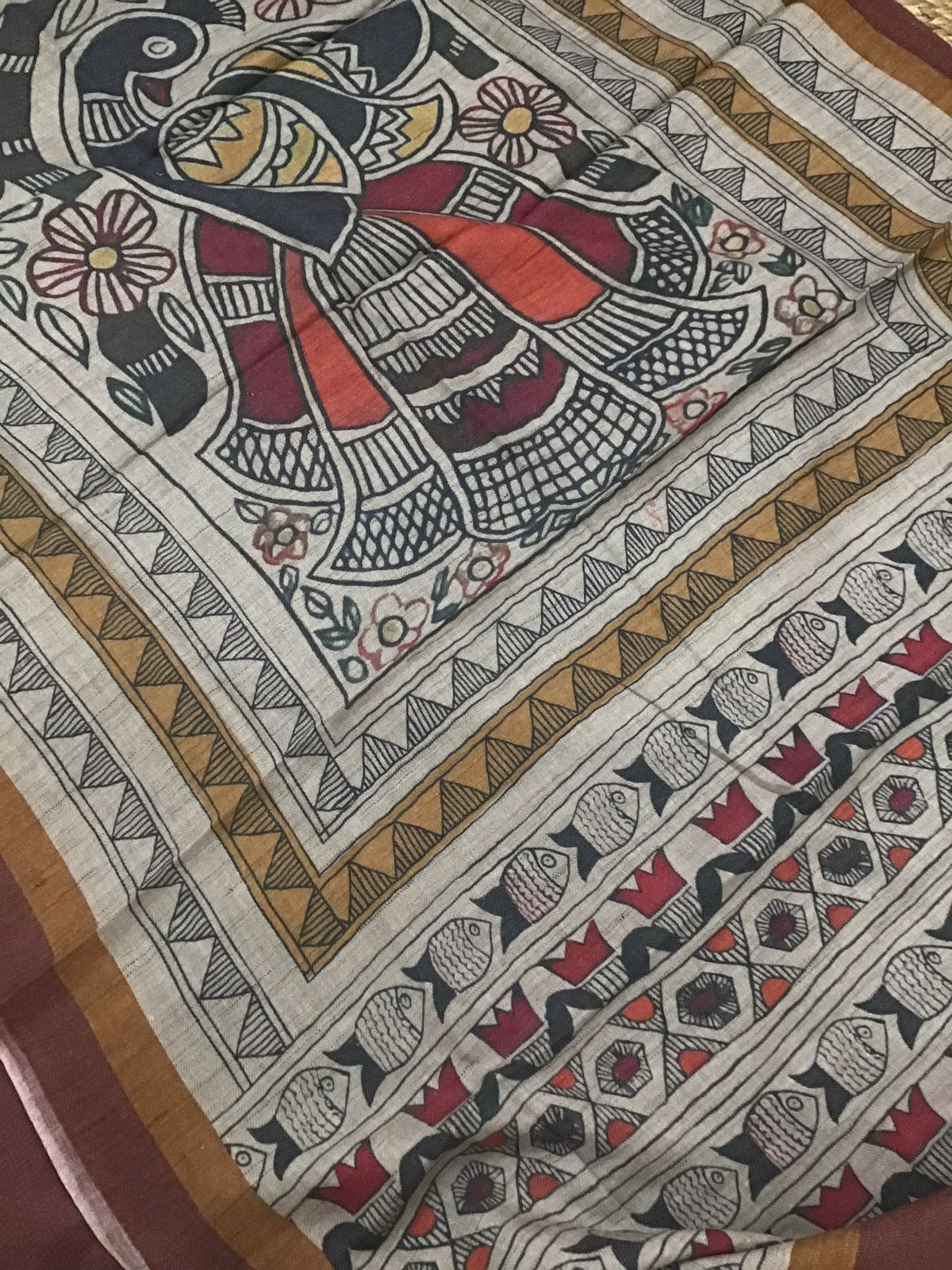 Soft Woollen Basbara Cotton Silk Printed Suit - Brick Red