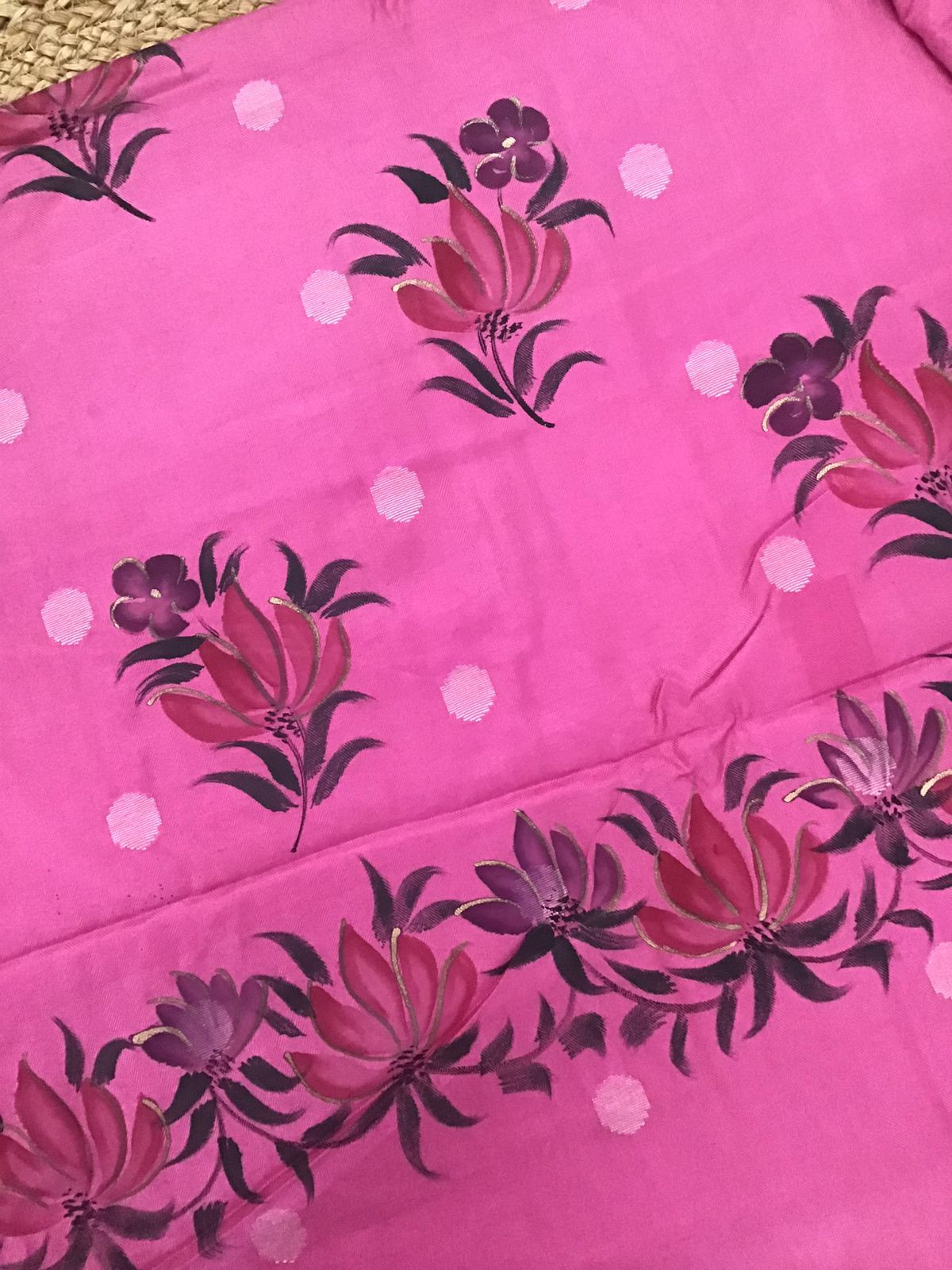 Soft Woollen Spun Silk Brush Painted Suit - Pink