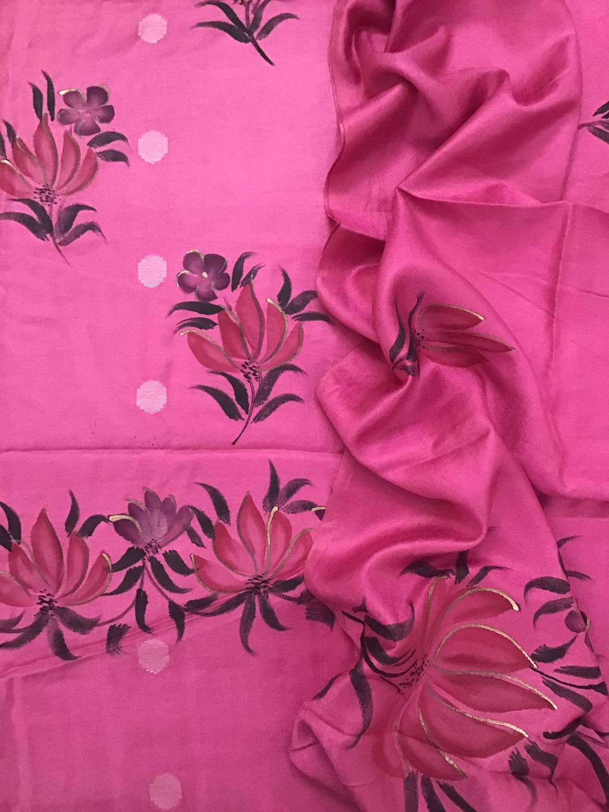 Soft Woollen Spun Silk Brush Painted Suit - Pink