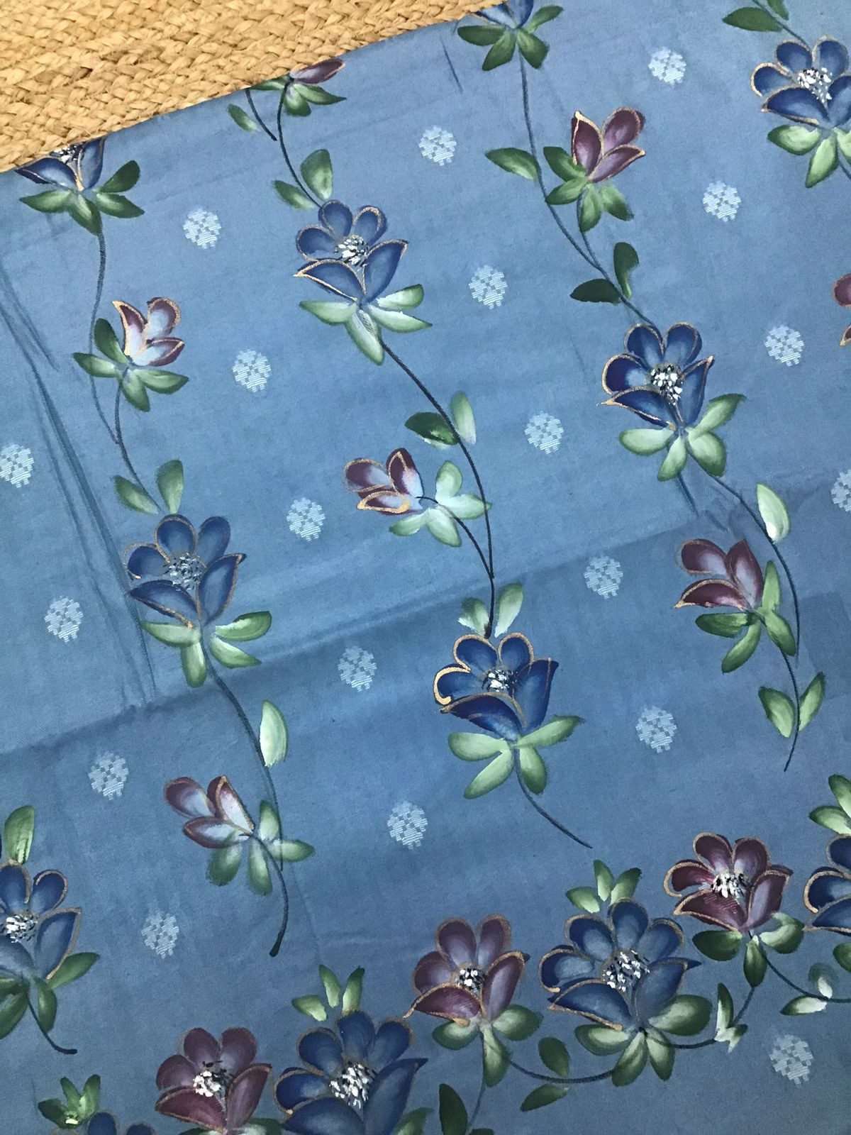 Soft Woollen Spun Silk Brush Painted Suit - Blue