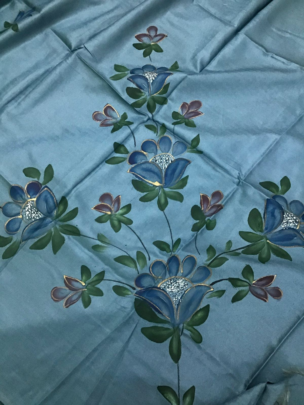 Soft Woollen Spun Silk Brush Painted Suit - Blue