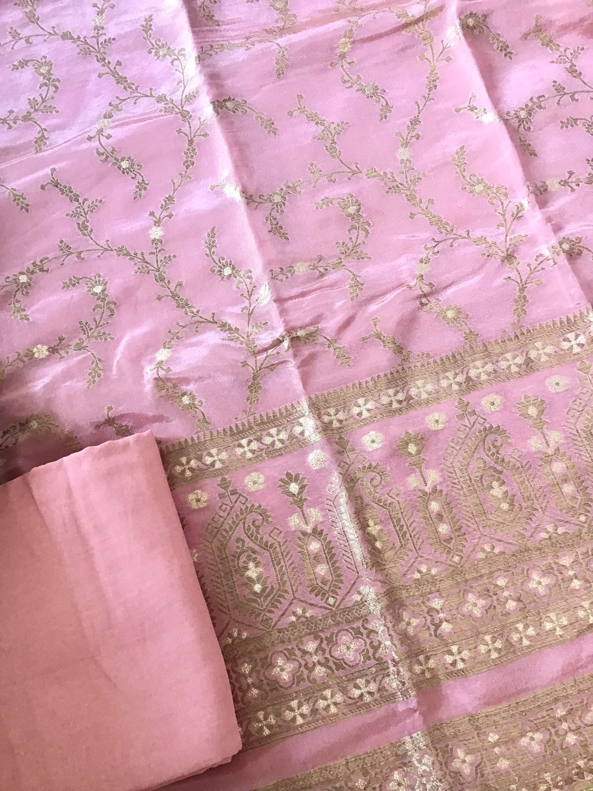 Pure Tissue Chanderi Banarasi Weaved Suit - Pink