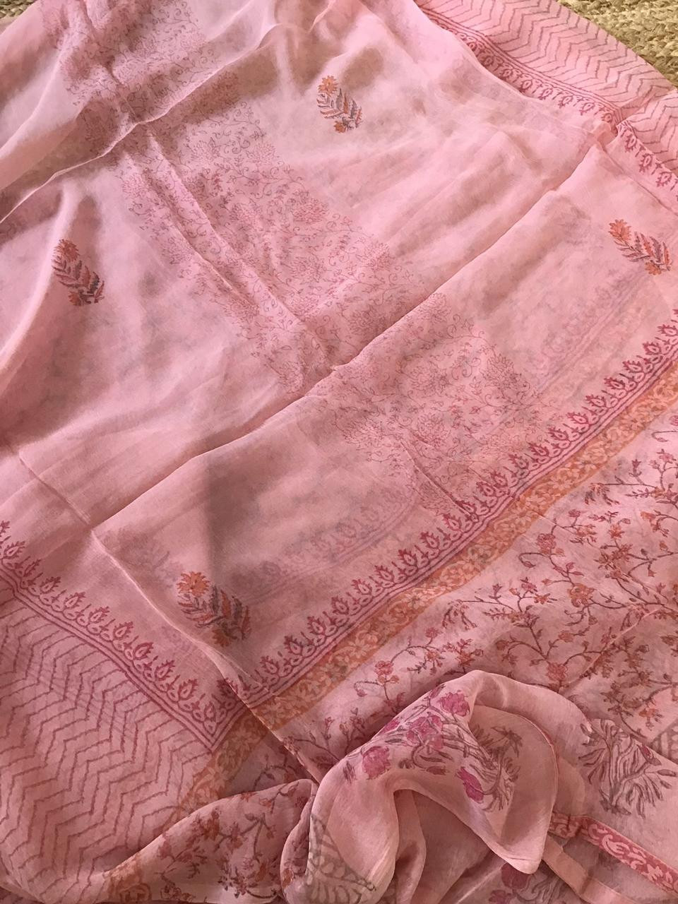 Pure Cotton Printed Embroidered Suit - Pink