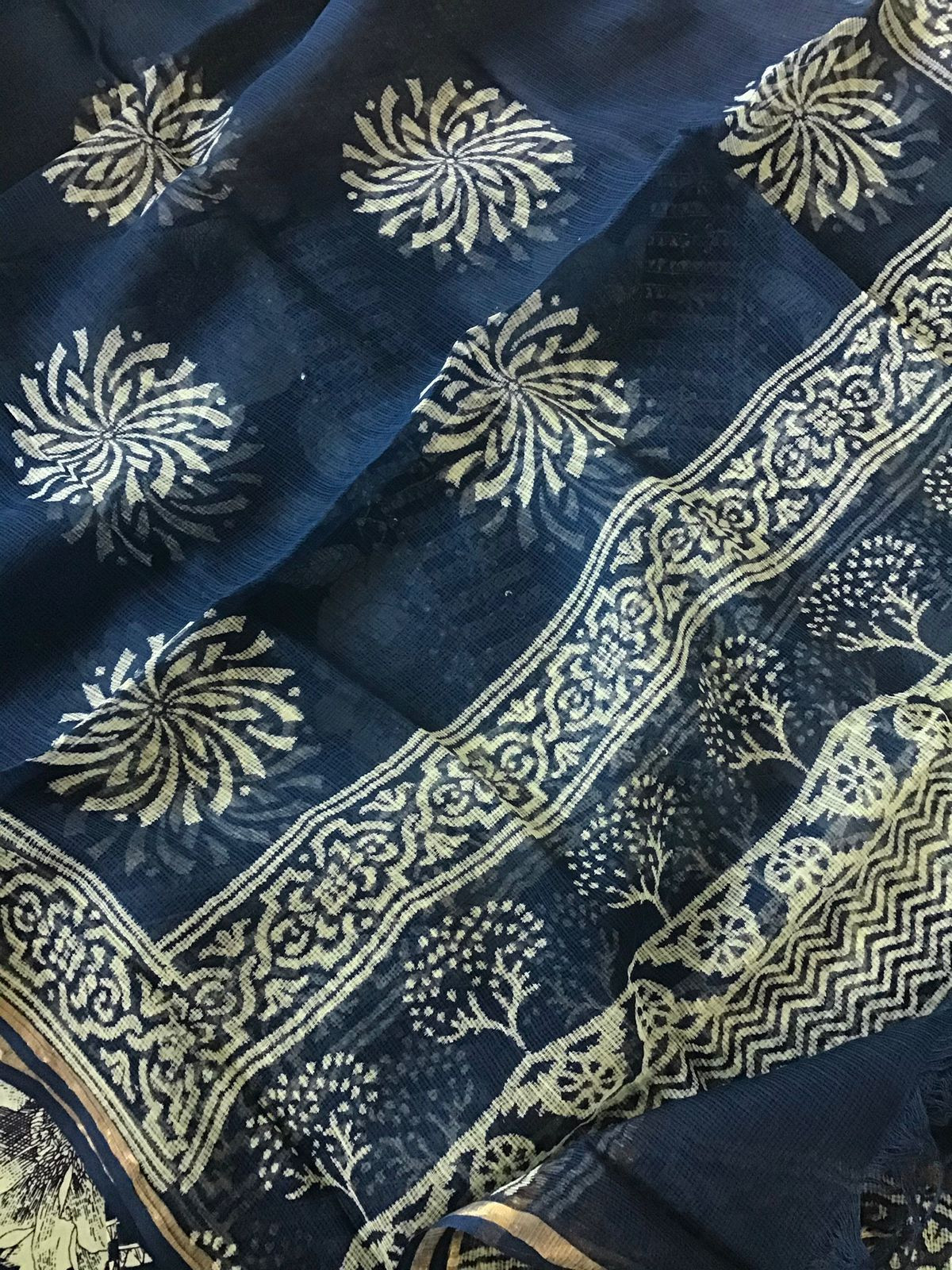 Pure Cotton Printed Embroidered Suit - Blue
