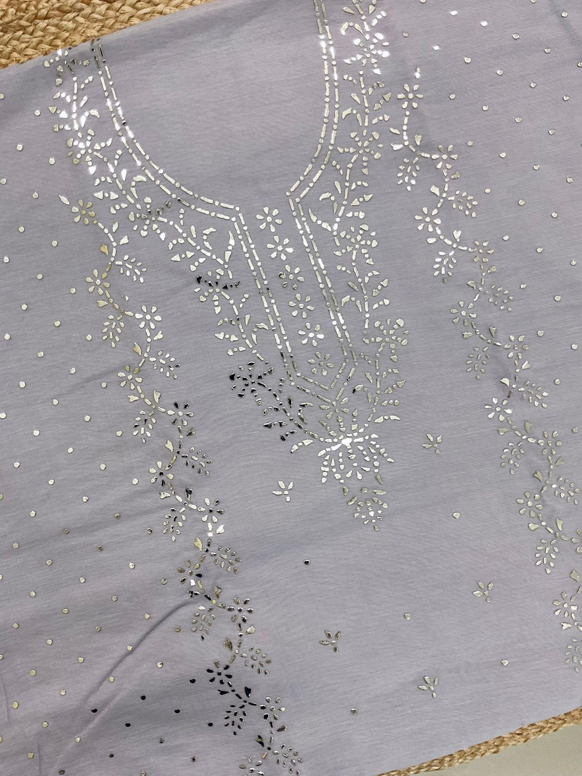 Soft Chanderi Embroidered Suit - Light Lavender