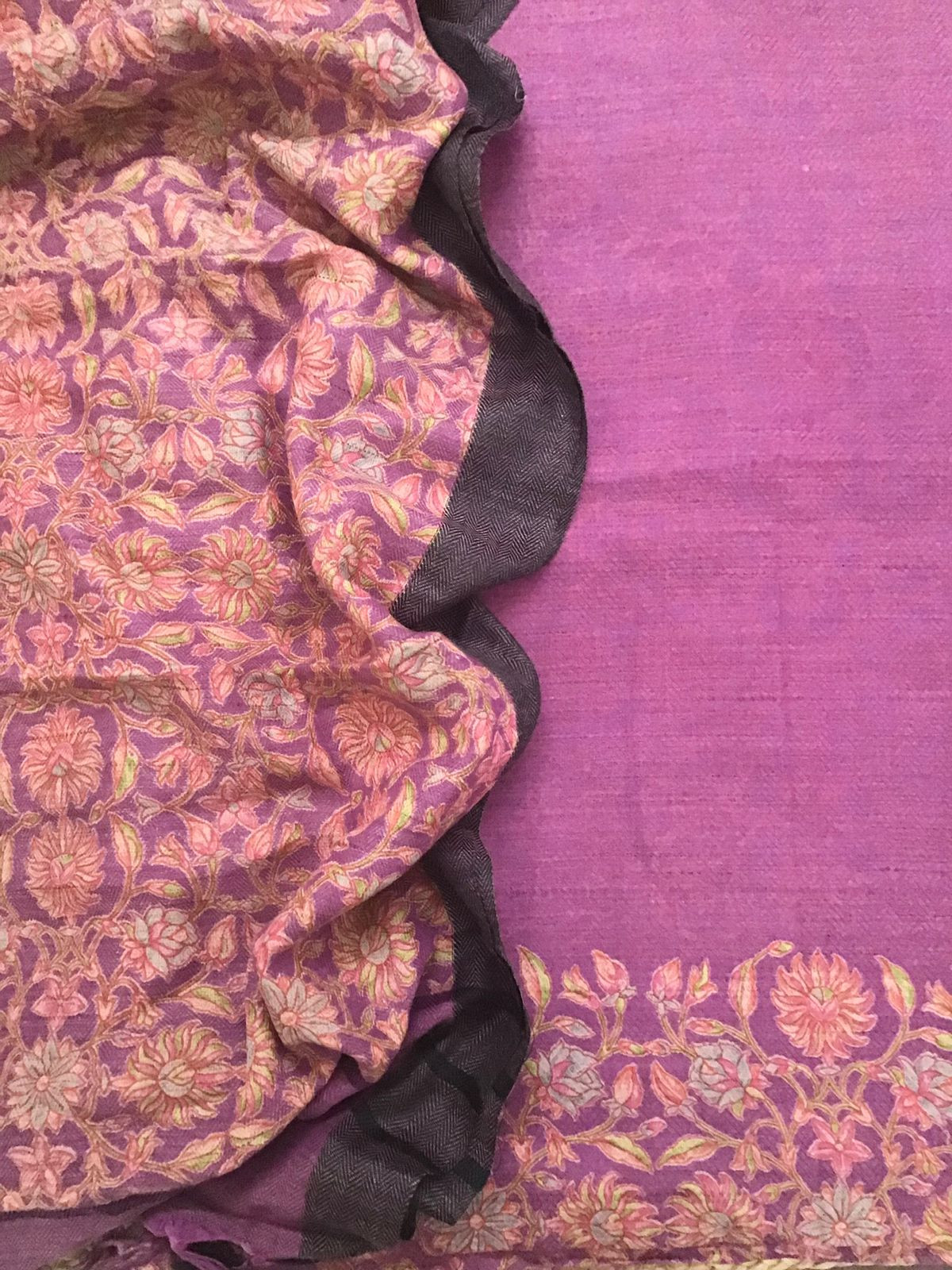 Soft Woollen Basbara Cotton Silk Printed Suit - Purplish Pink