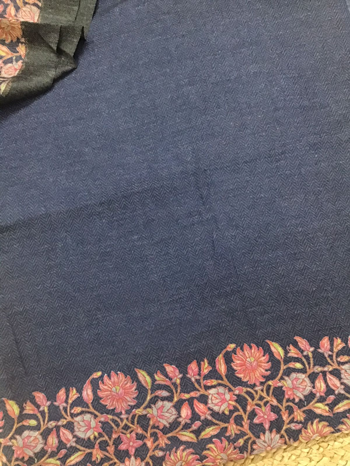 Soft Woollen Basbara Cotton Silk Printed Suit - Blue