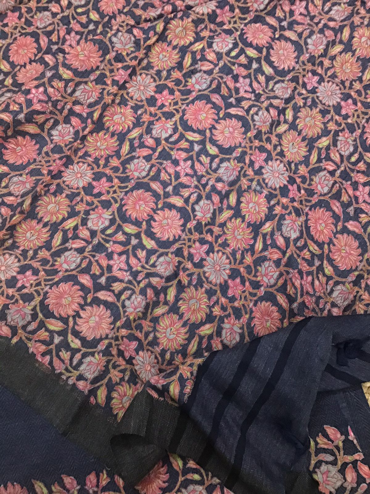 Soft Woollen Basbara Cotton Silk Printed Suit - Blue