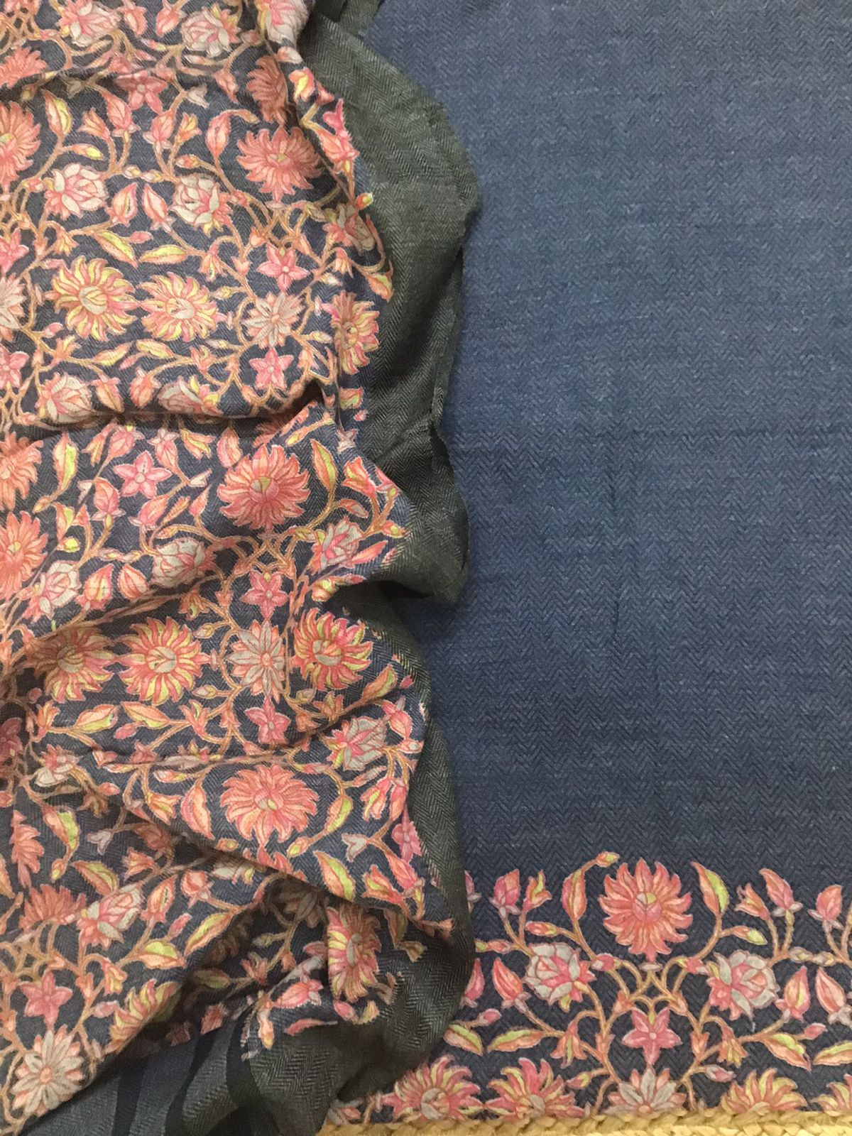 Soft Woollen Basbara Cotton Silk Printed Suit - Blue