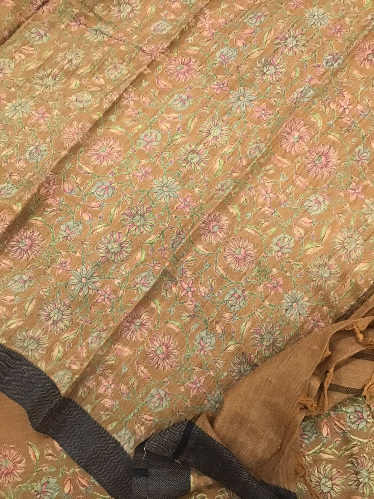 Soft Woollen Basbara Cotton Silk Printed Suit - Mustard Yellow