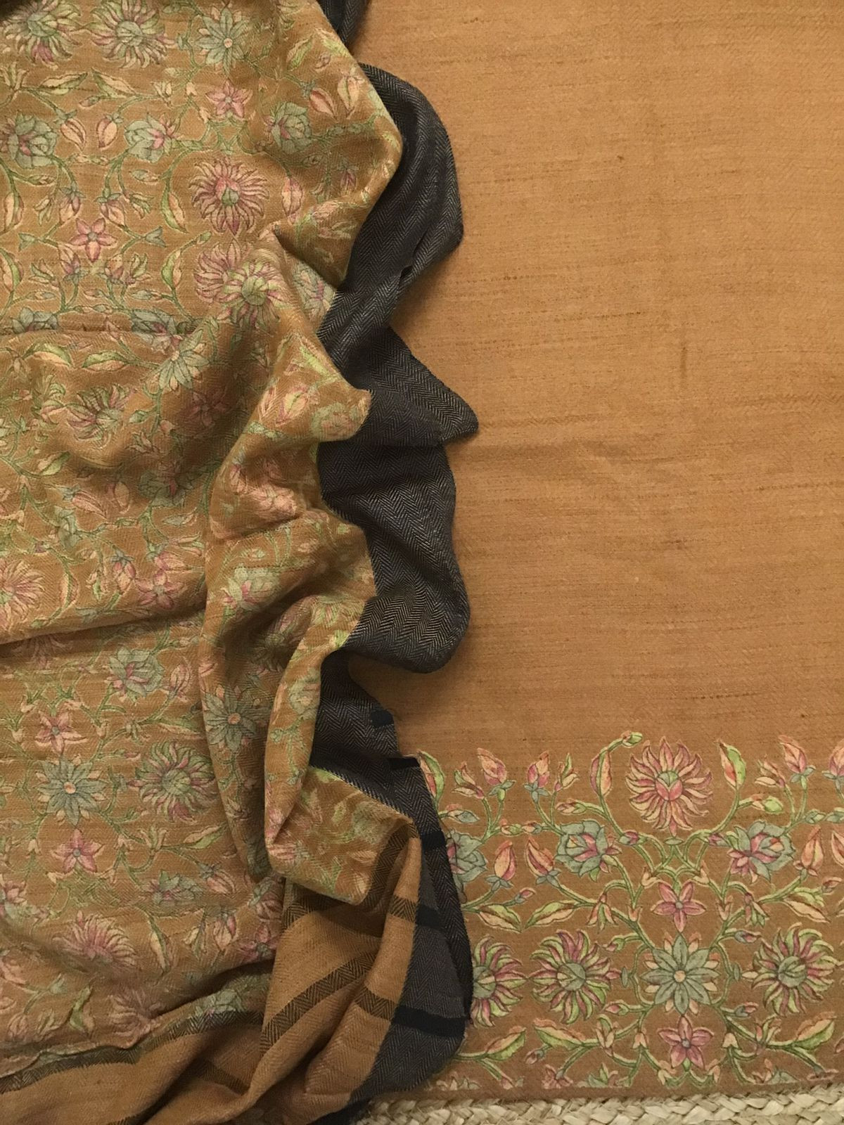 Soft Woollen Basbara Cotton Silk Printed Suit - Mustard Yellow